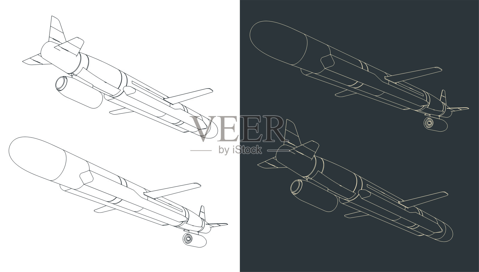 巡航导弹的图纸插画图片素材