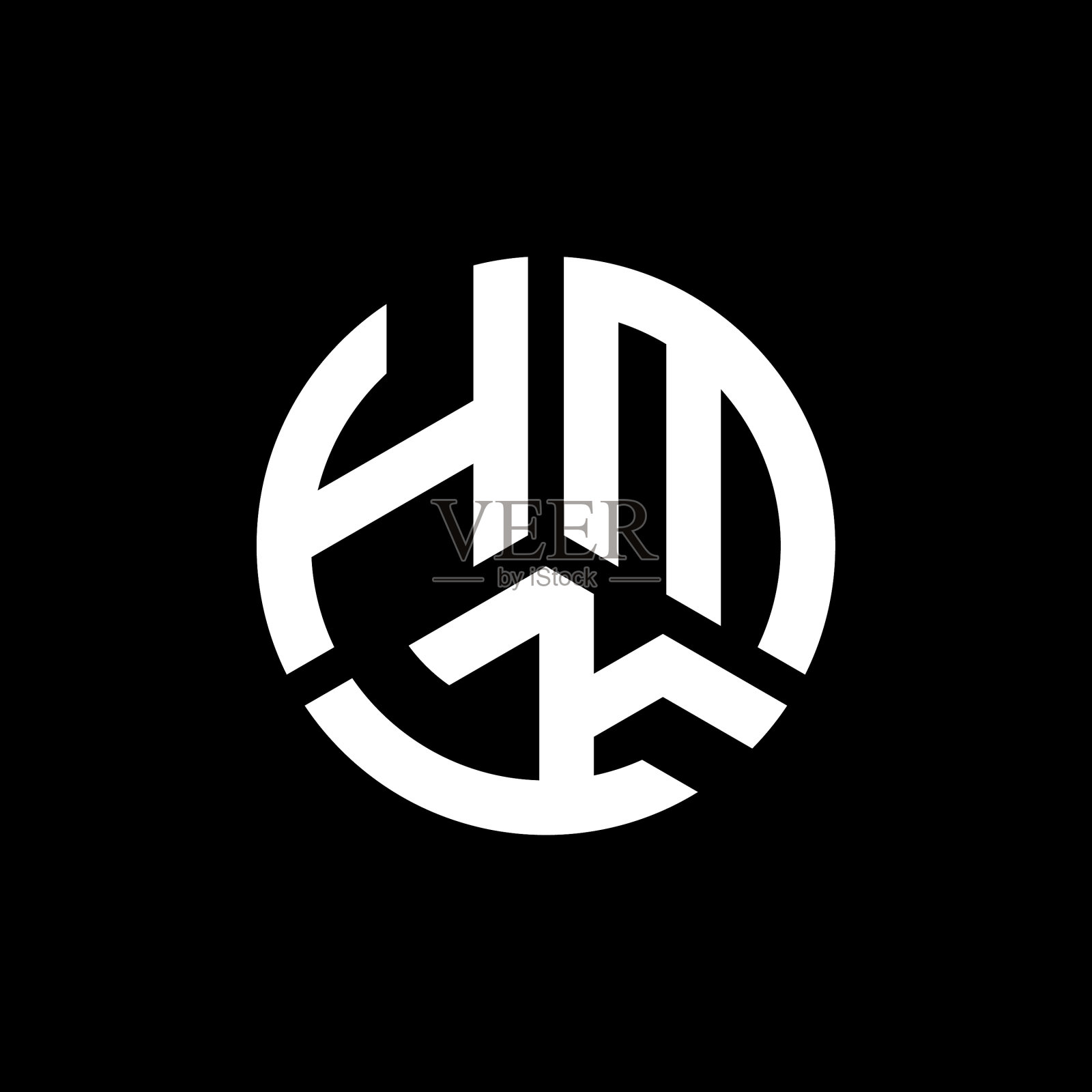 HMK字母标志设计在白色背景的HMK插画图片素材