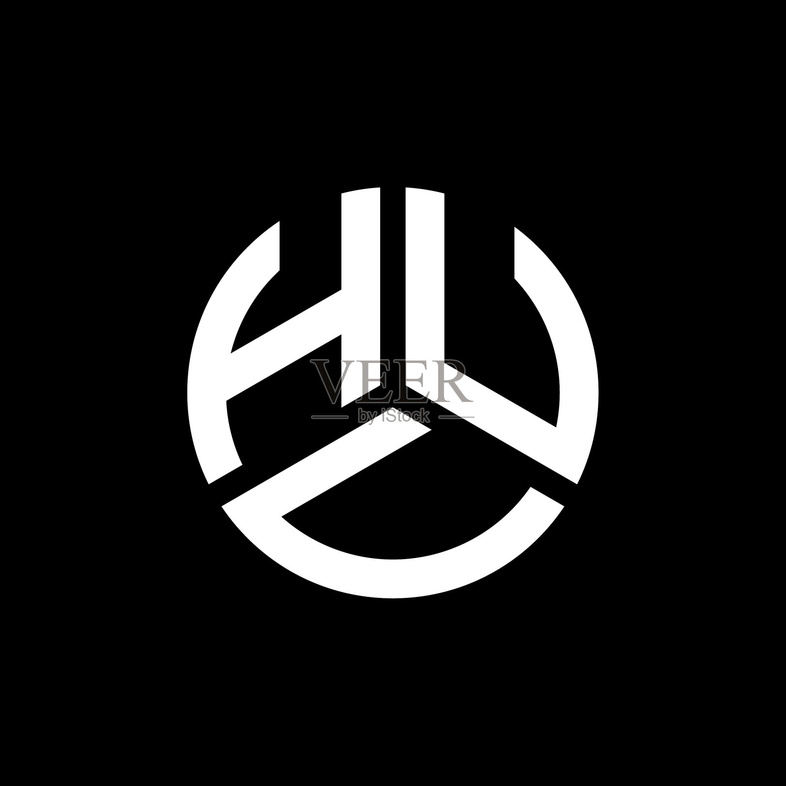 Huv字母标志设计在白色背景Huv插画图片素材