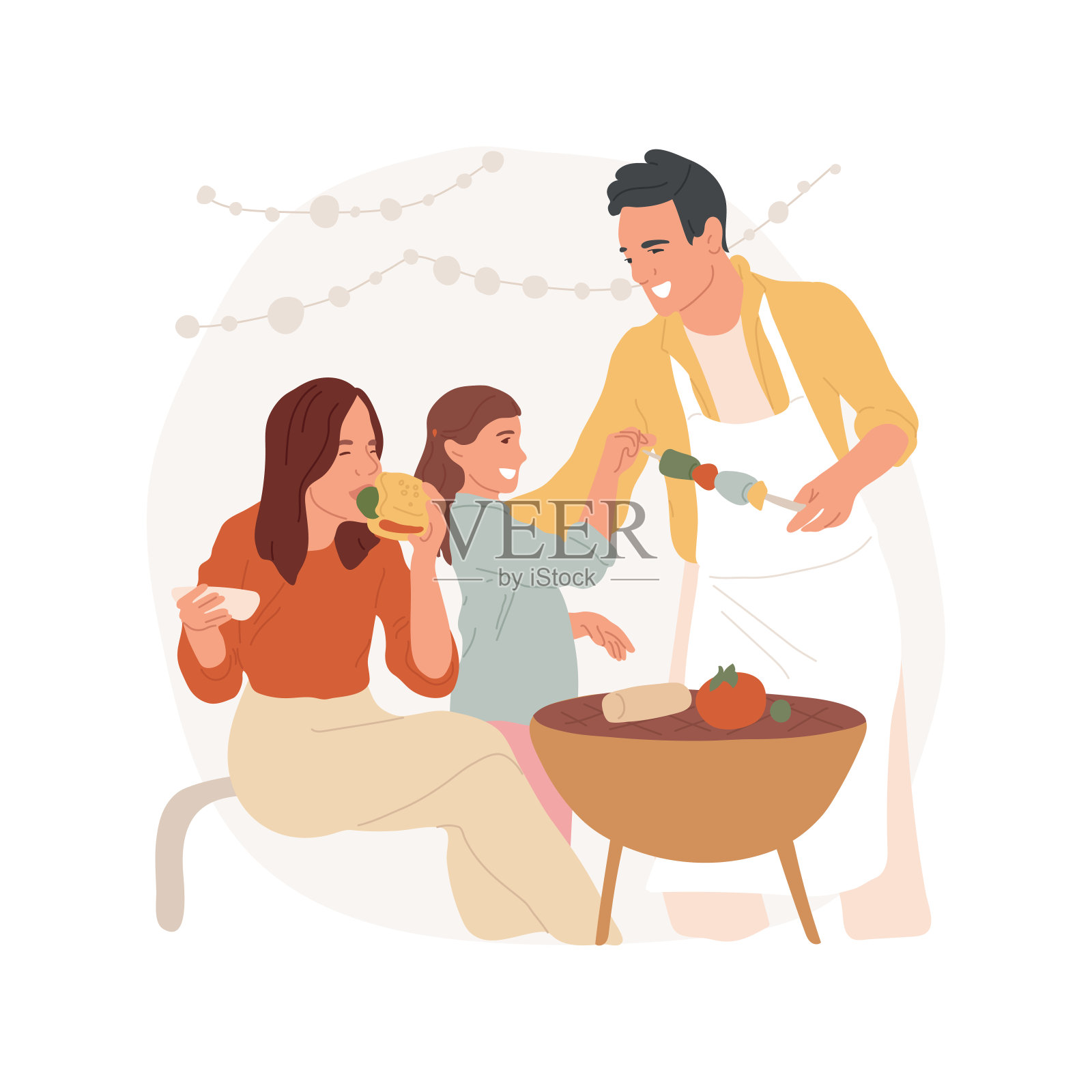 素食烧烤孤立的卡通矢量插图插画图片素材