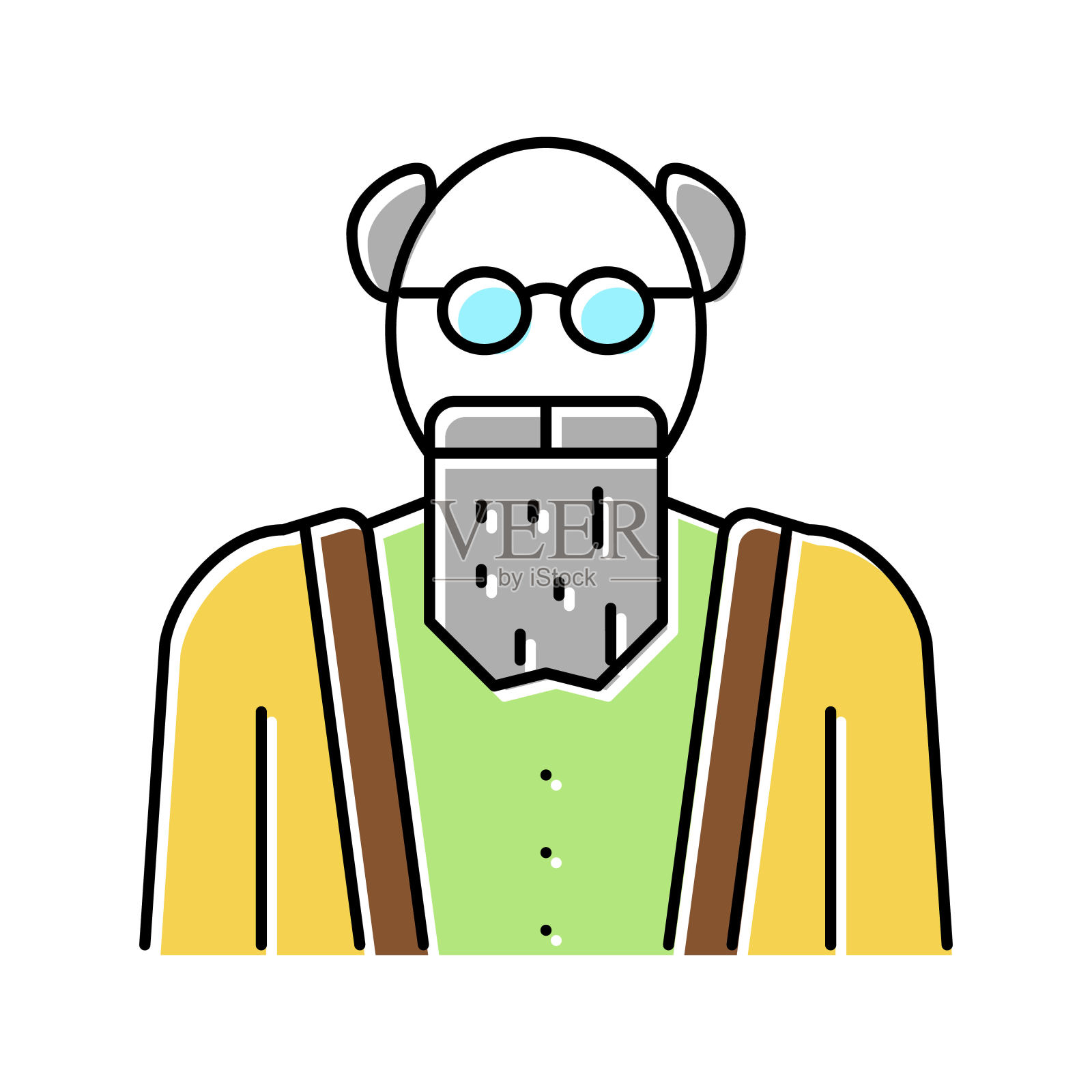 老人爷爷彩色图标矢量插图插画图片素材