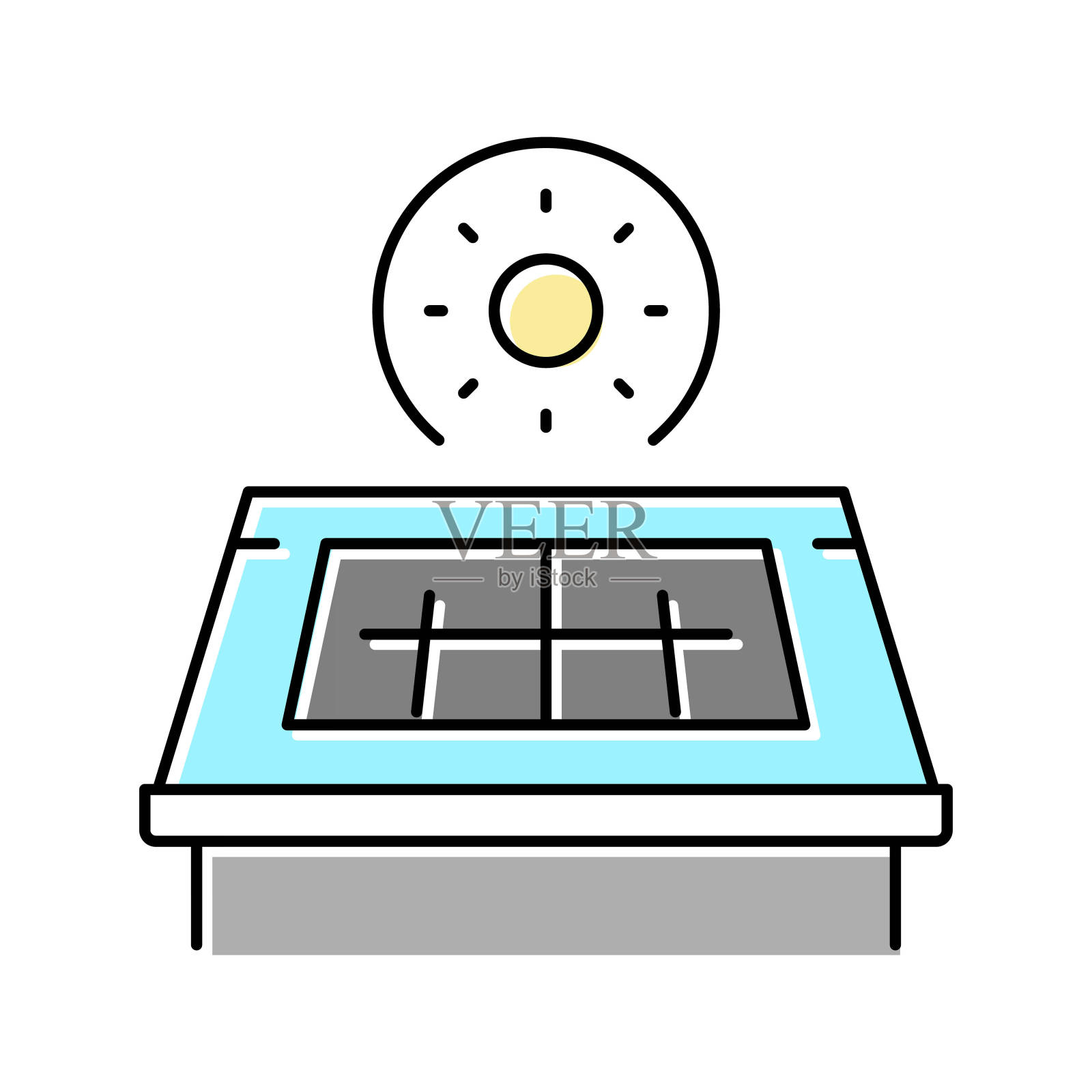 太阳能电池板安装彩色图标矢量插图插画图片素材