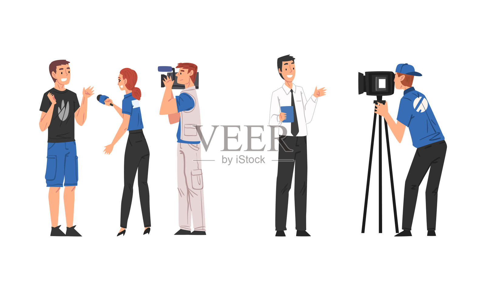 记者采访、新闻漫画插图制作插画图片素材