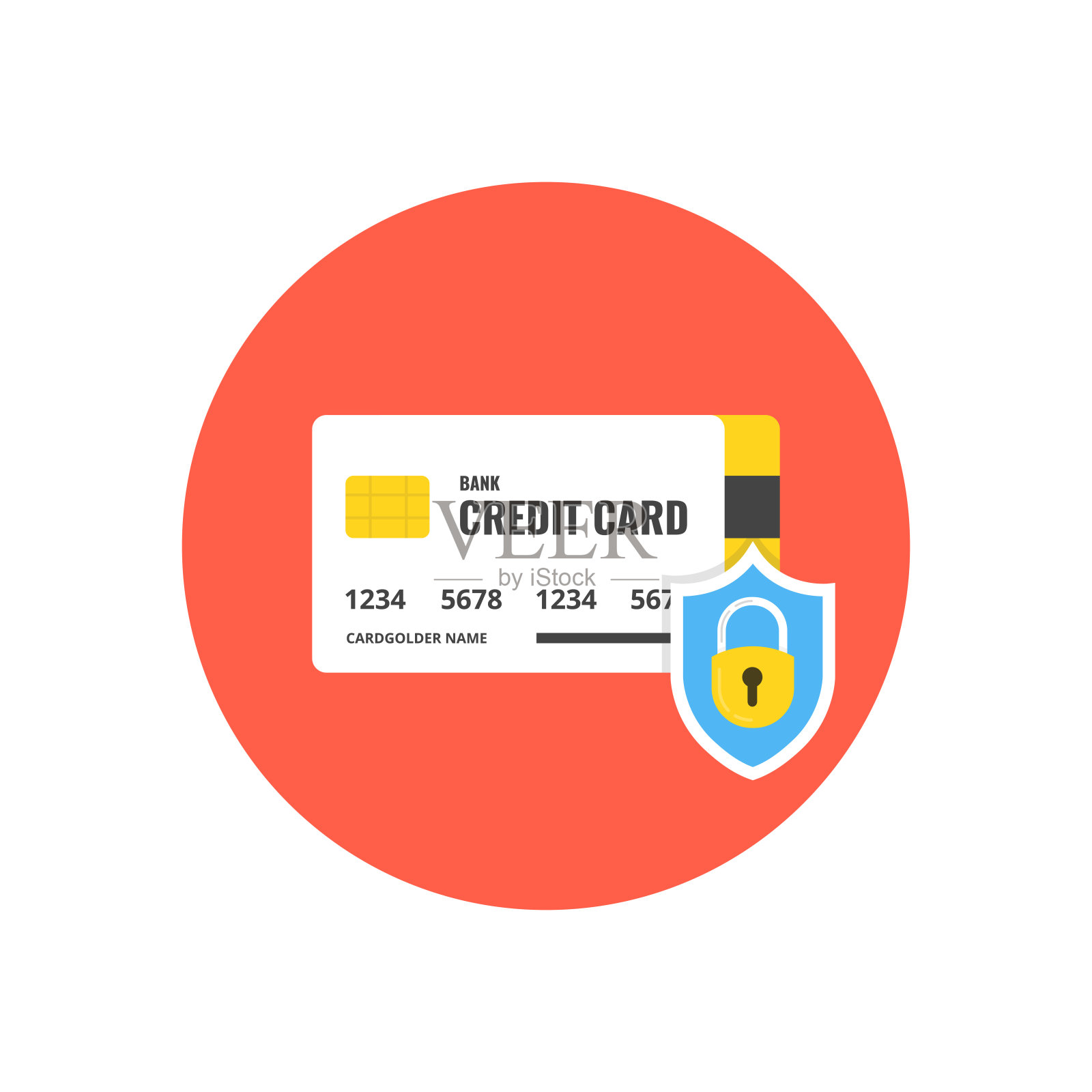 安全支付，支付保护理念。信用卡的图标。矢量插图。插画图片素材