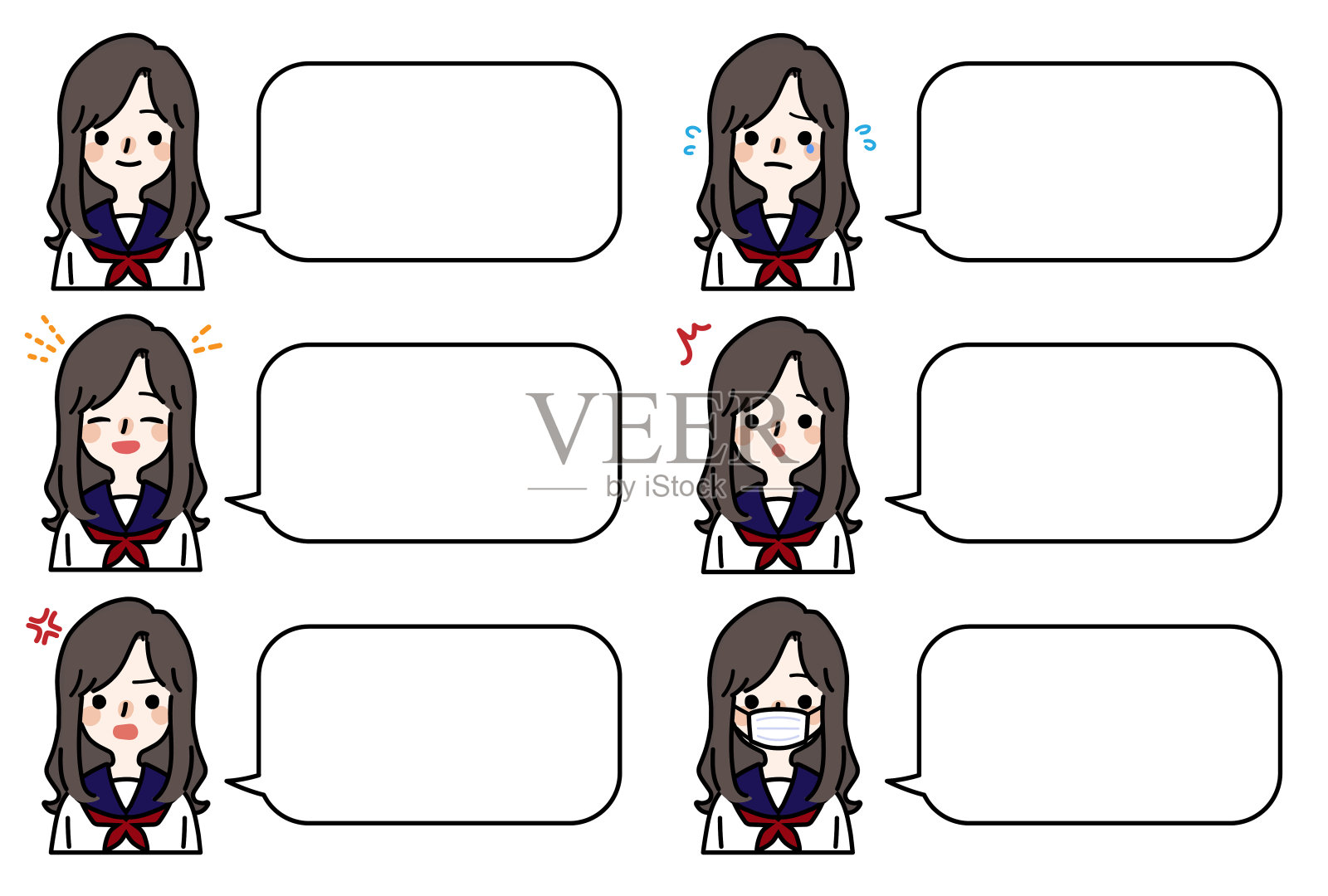 简单和可爱的女学生插图插画图片素材