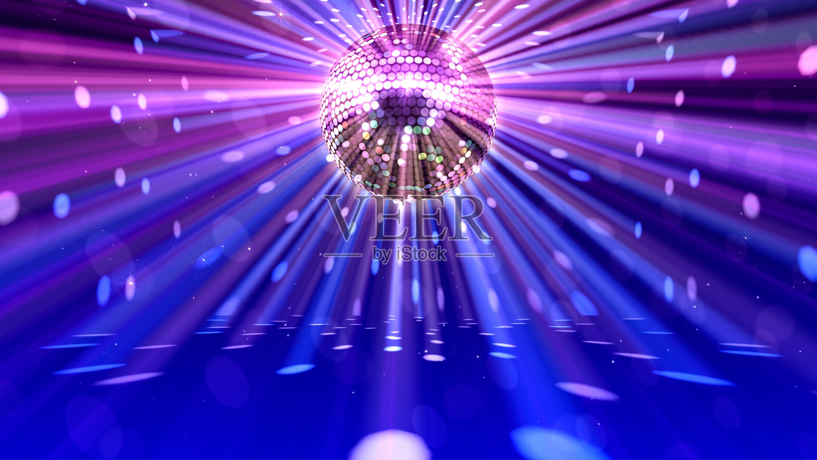 镜子球迪斯科灯俱乐部舞蹈派对闪闪发光的3D插图插画图片素材
