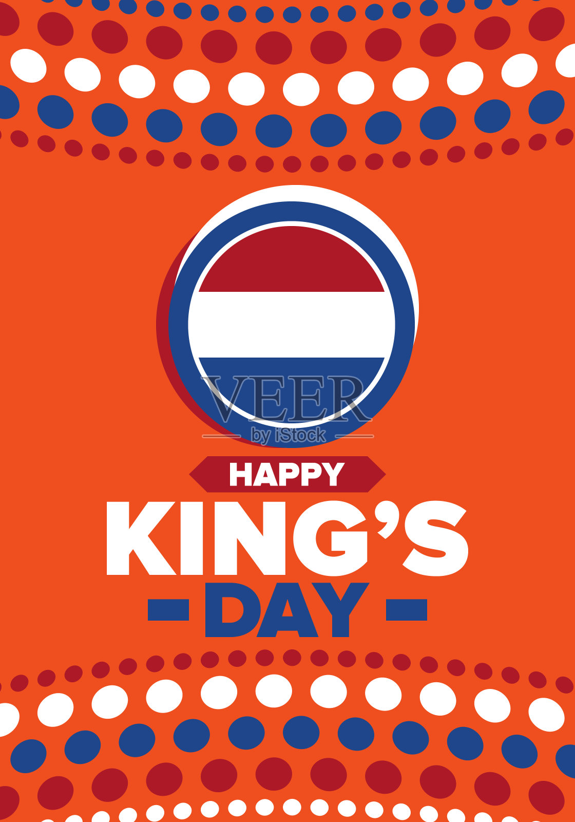 荷兰的国王日。Koningsdag在荷兰。国家的文化遗产和庆祝国王陛下的生日。荷兰王室。荷兰国旗。橙色或橙色疯狂。向量的海报插画图片素材