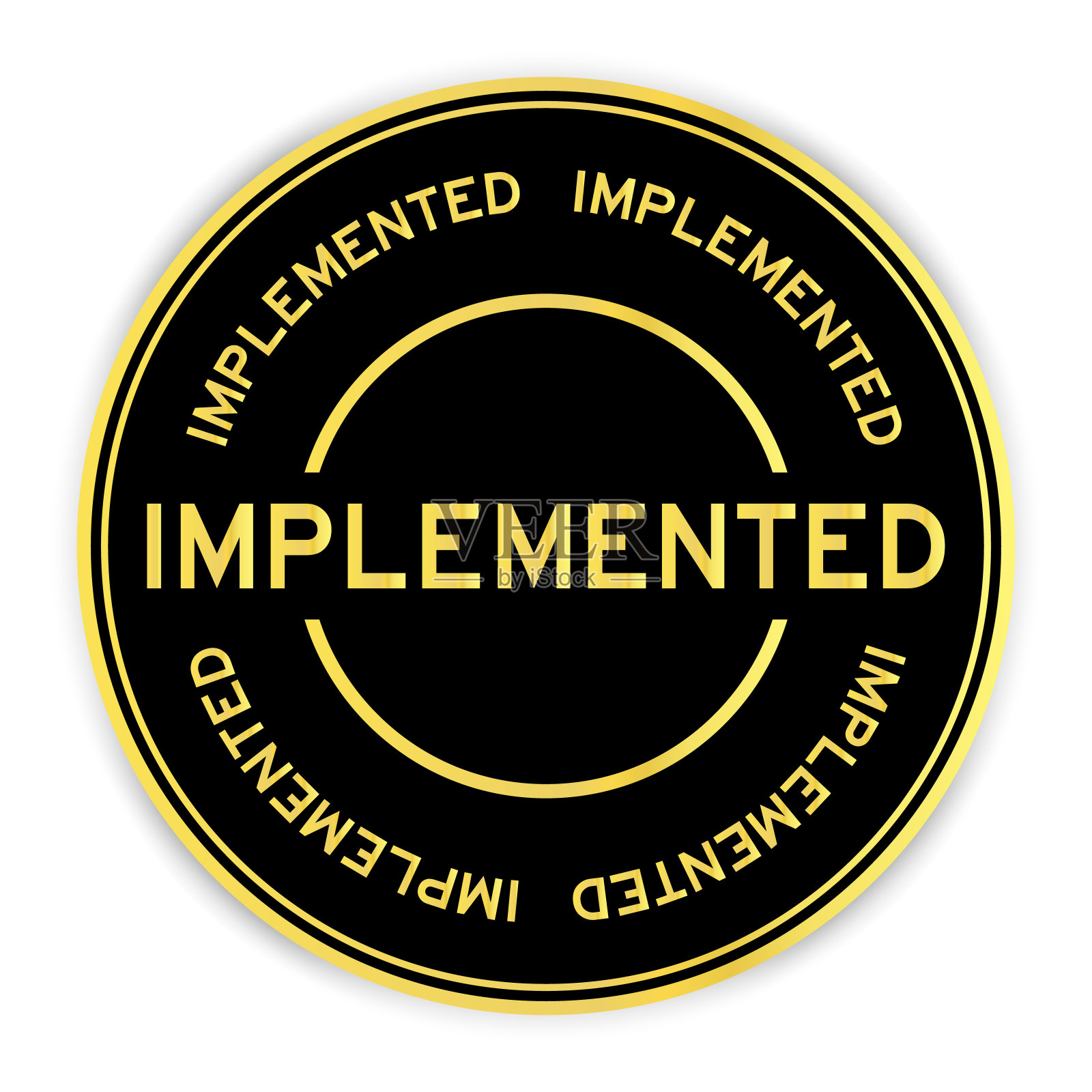 黑色和金色彩色圆形标签贴纸与字实现在白色背景上设计元素图片