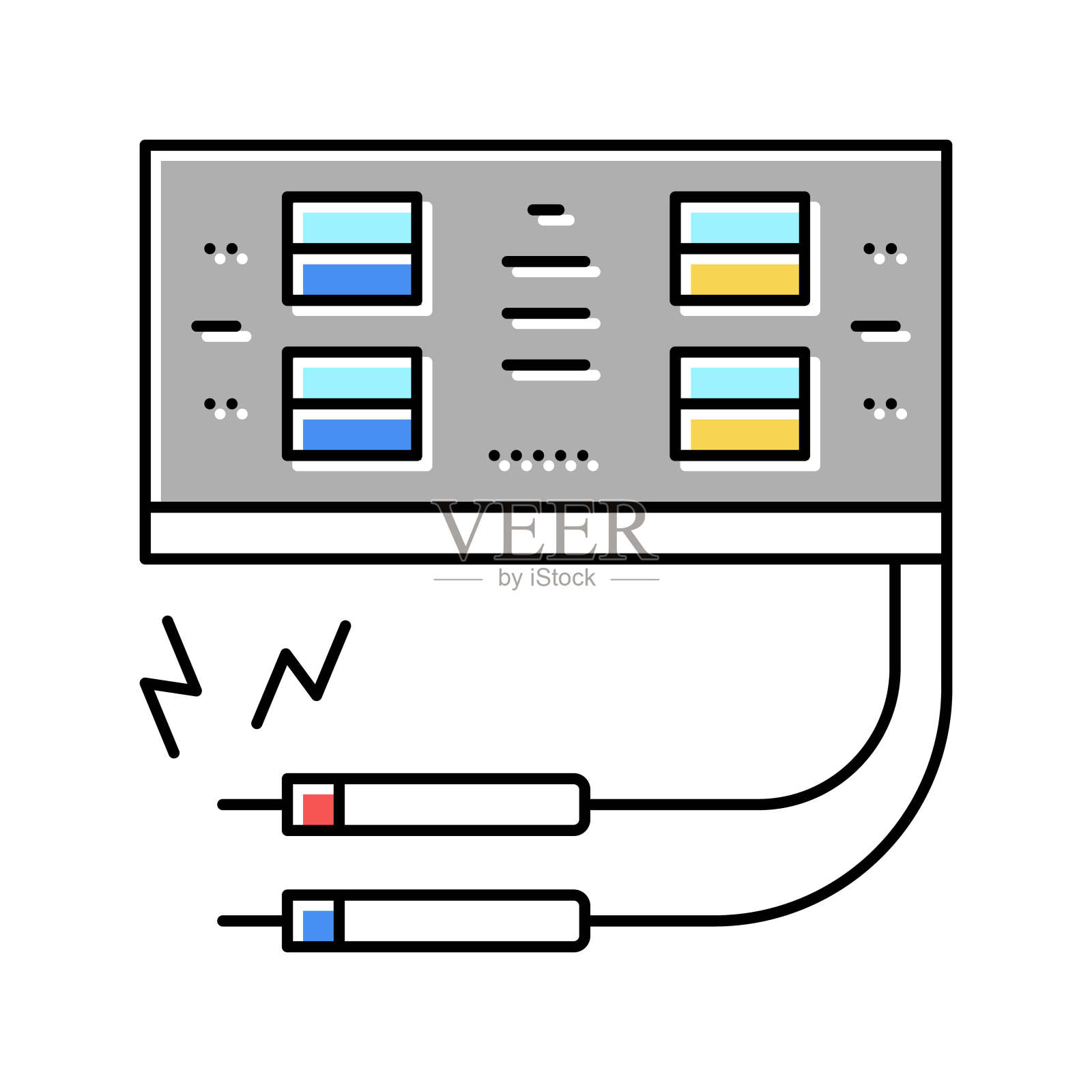 电外科医院电子设备彩色图标矢量插图插画图片素材