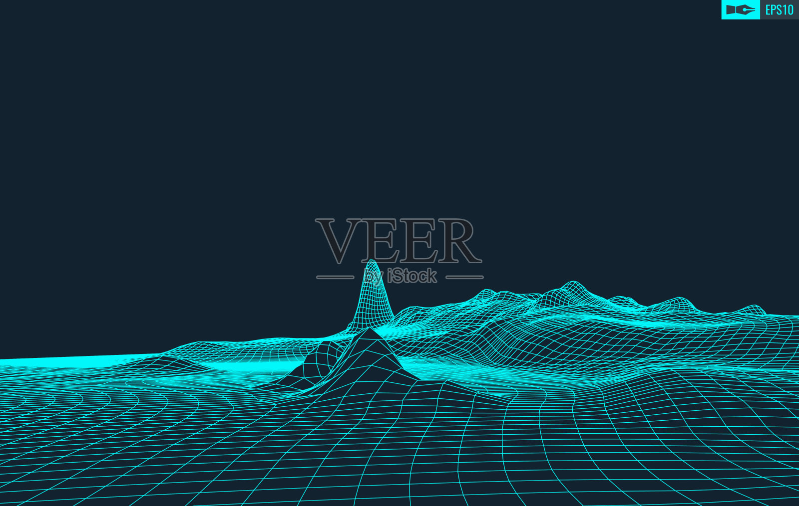 3D线框地形广角EPS10矢量插画图片素材