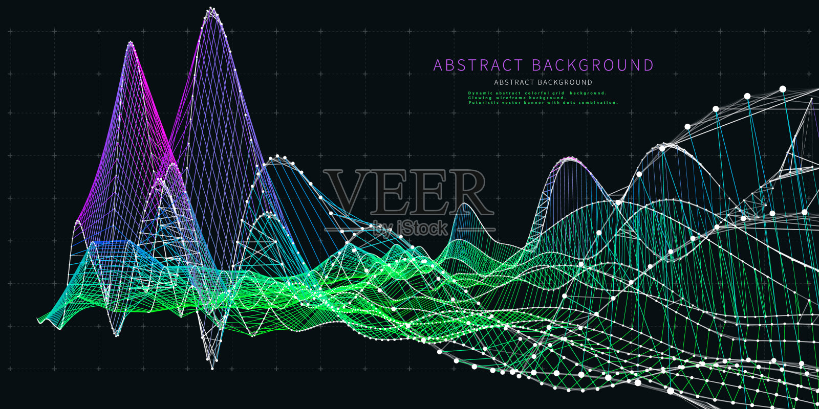 摘要背景与线框技术颜色网格黑色。分析研究的可视化3d展示。计算技术的概念。大数据。商业、科技横幅。插画图片素材