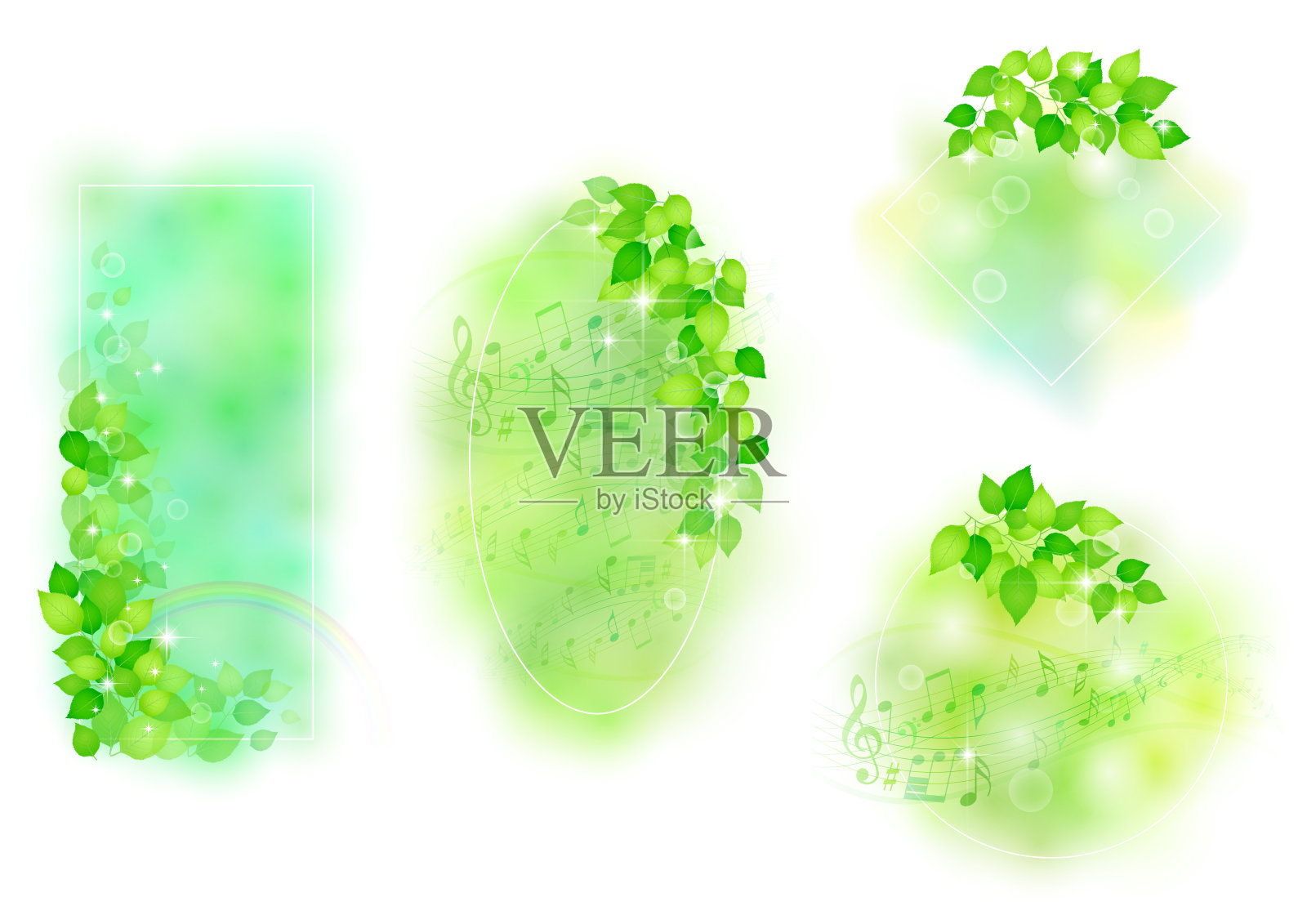 新的绿色框架背景插画图片素材