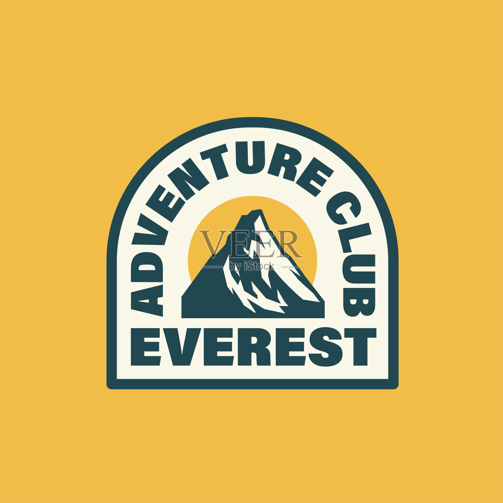 山的徽章。露营的象征。设计元素图片