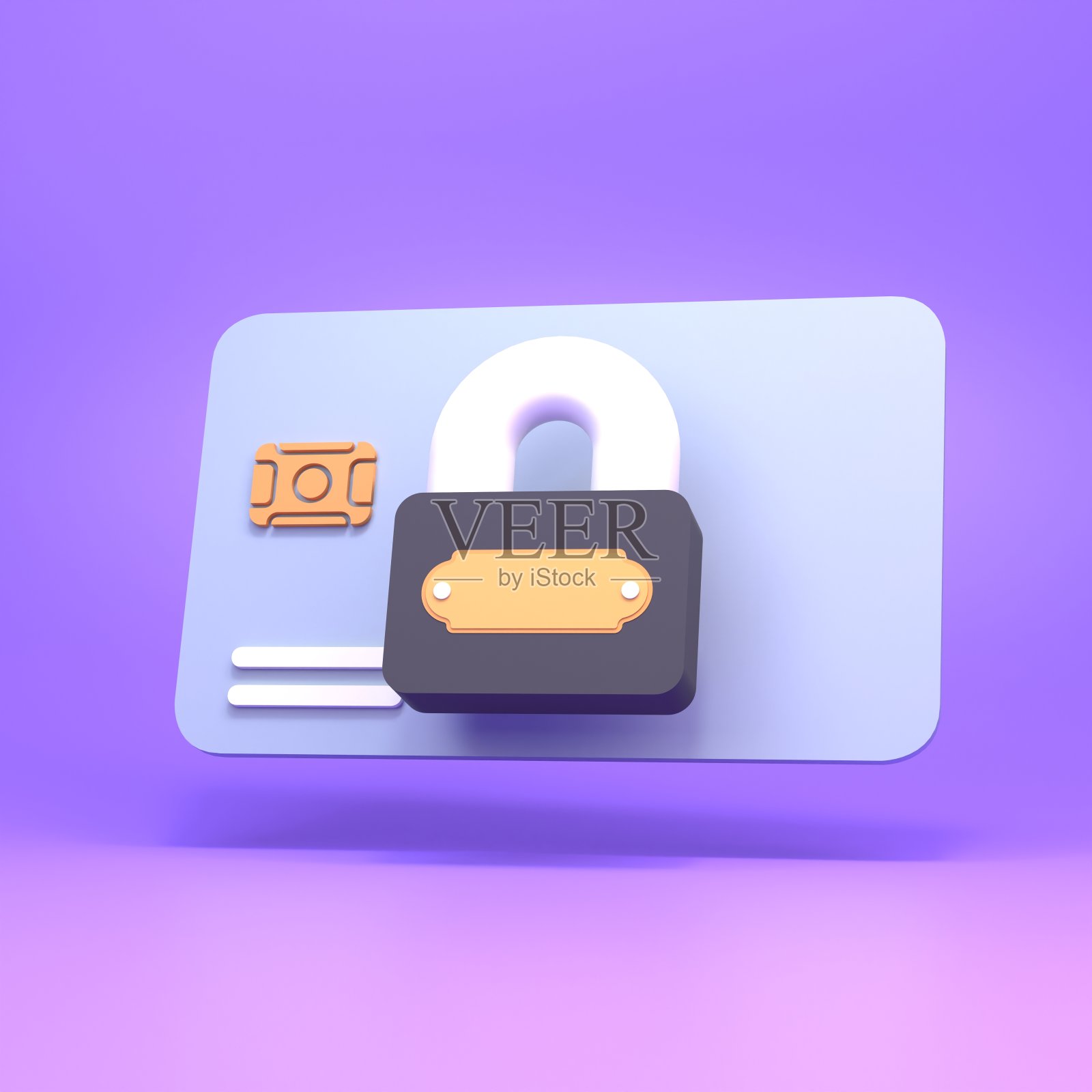 信用卡与锁3d渲染高级照片照片摄影图片