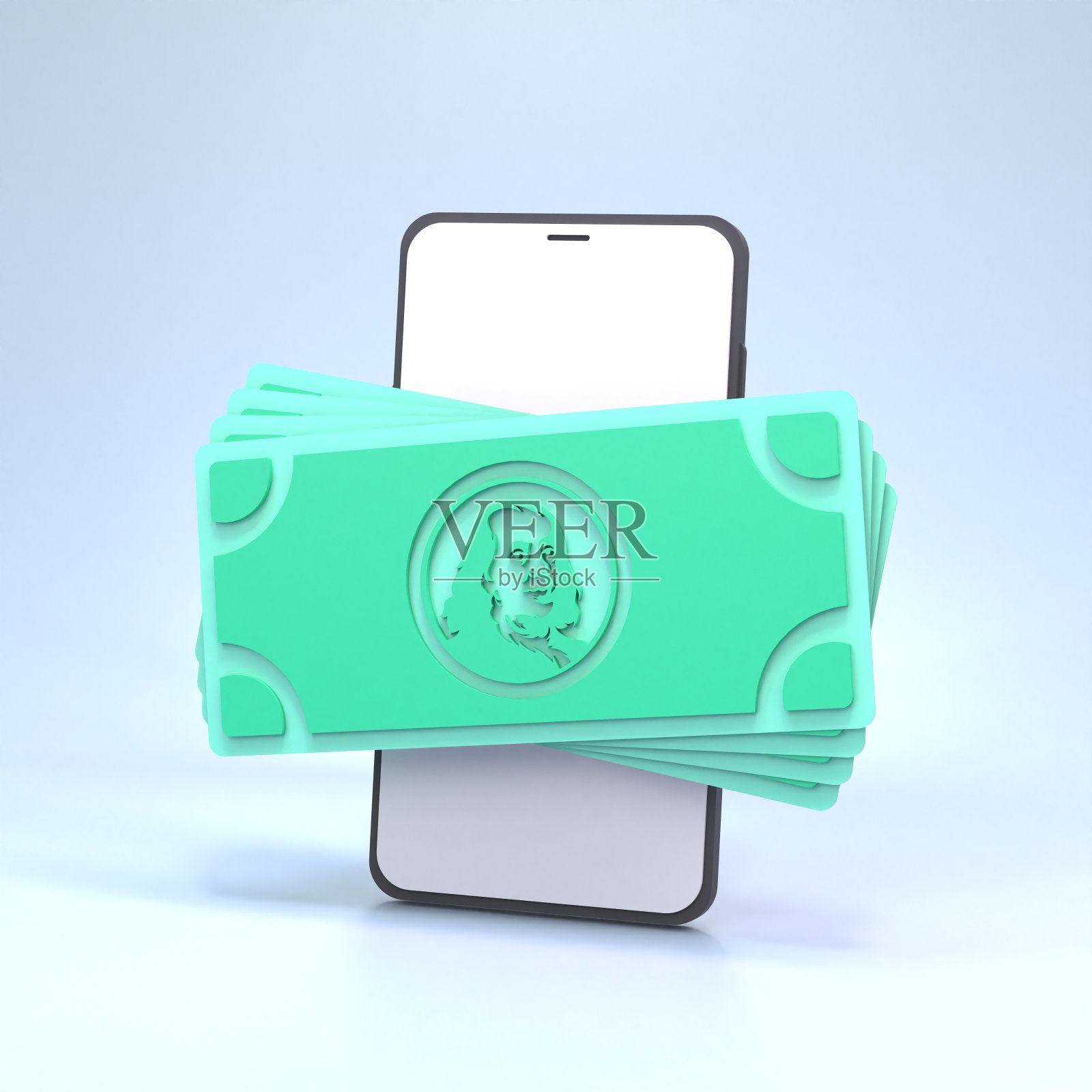 电话和美元。在线收益的概念。3 d渲染。照片摄影图片