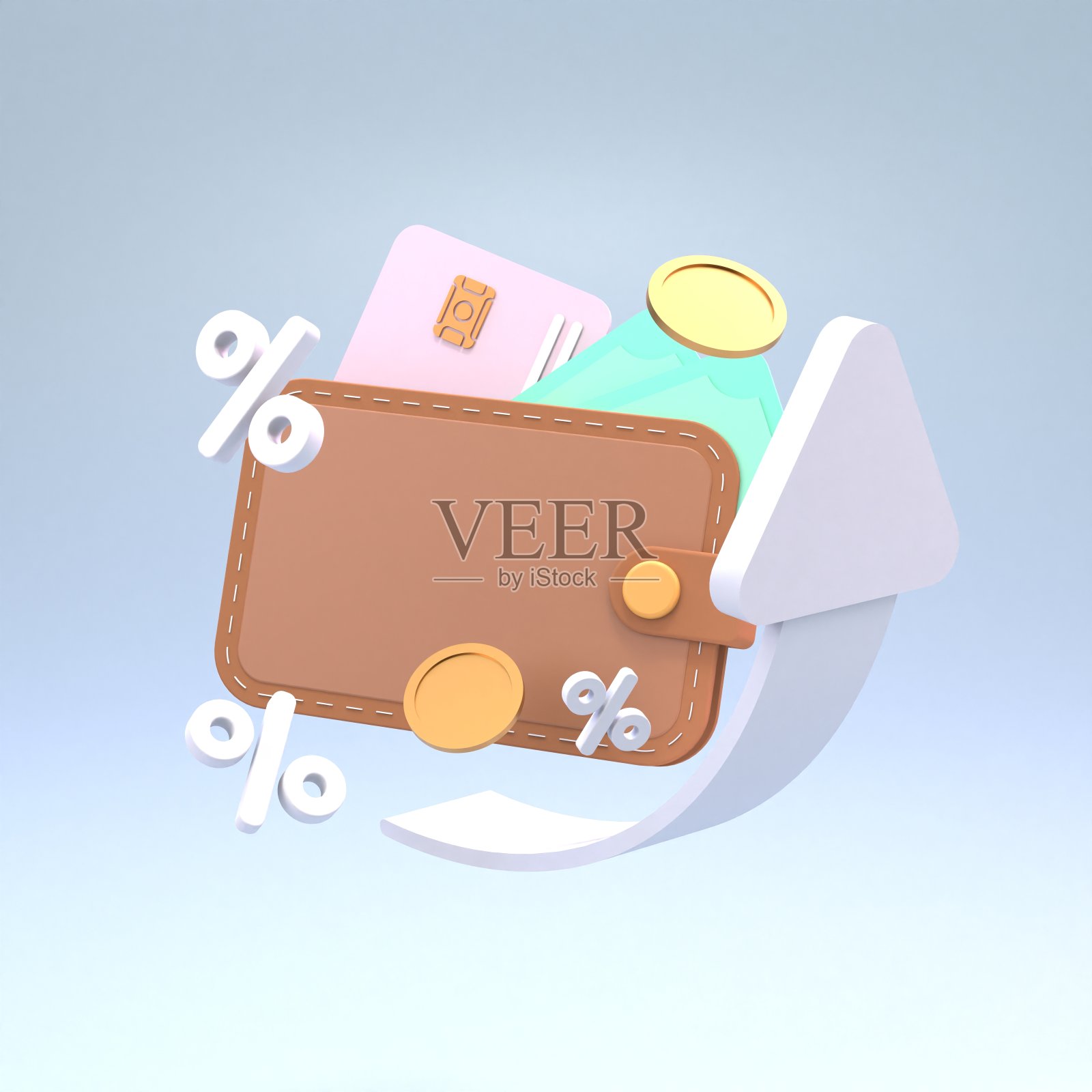 利息，铸币增长。存款价格增长的概念。3 d渲染。照片摄影图片