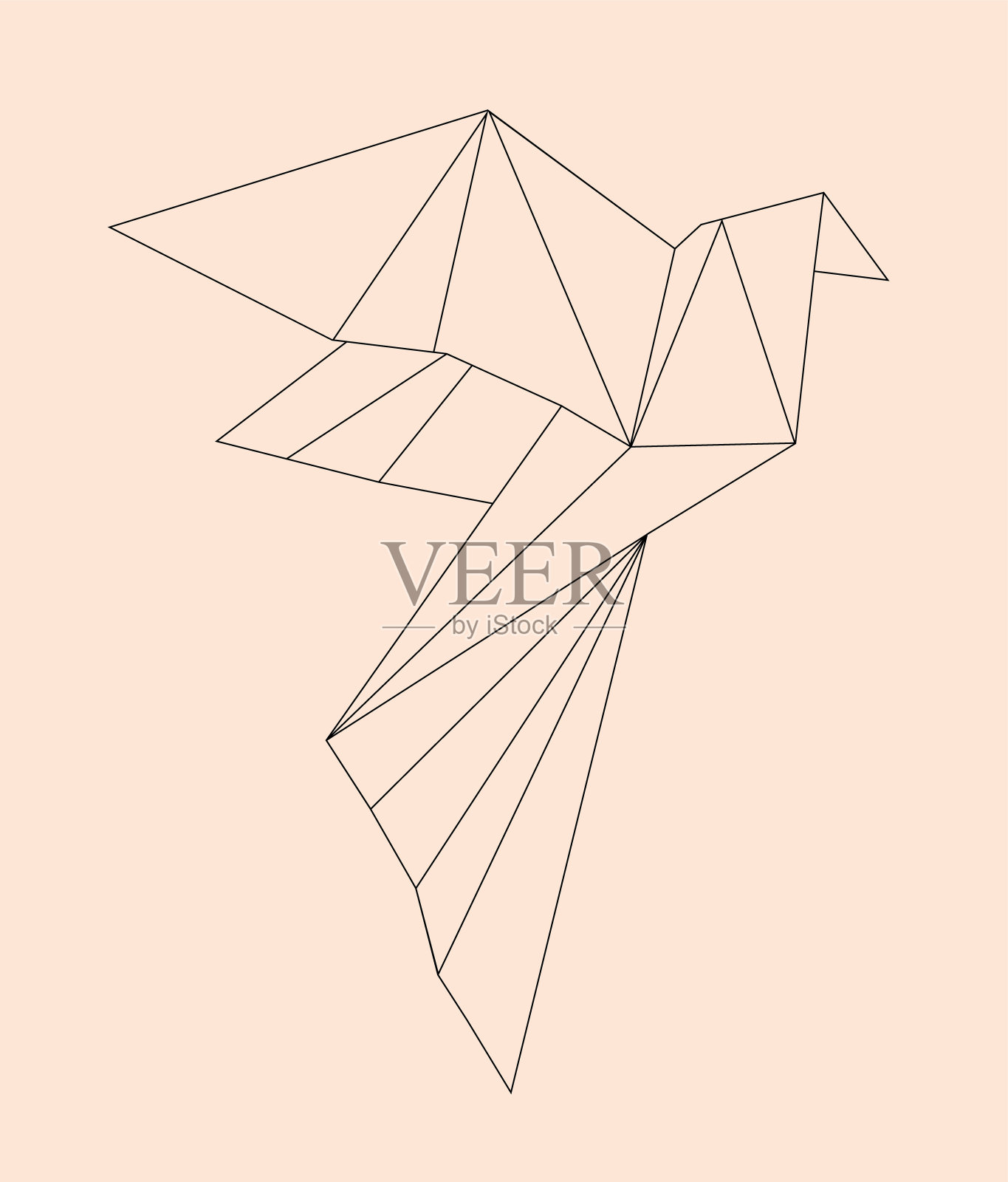 矢量黑白标志图形纸鸽。插画图片素材