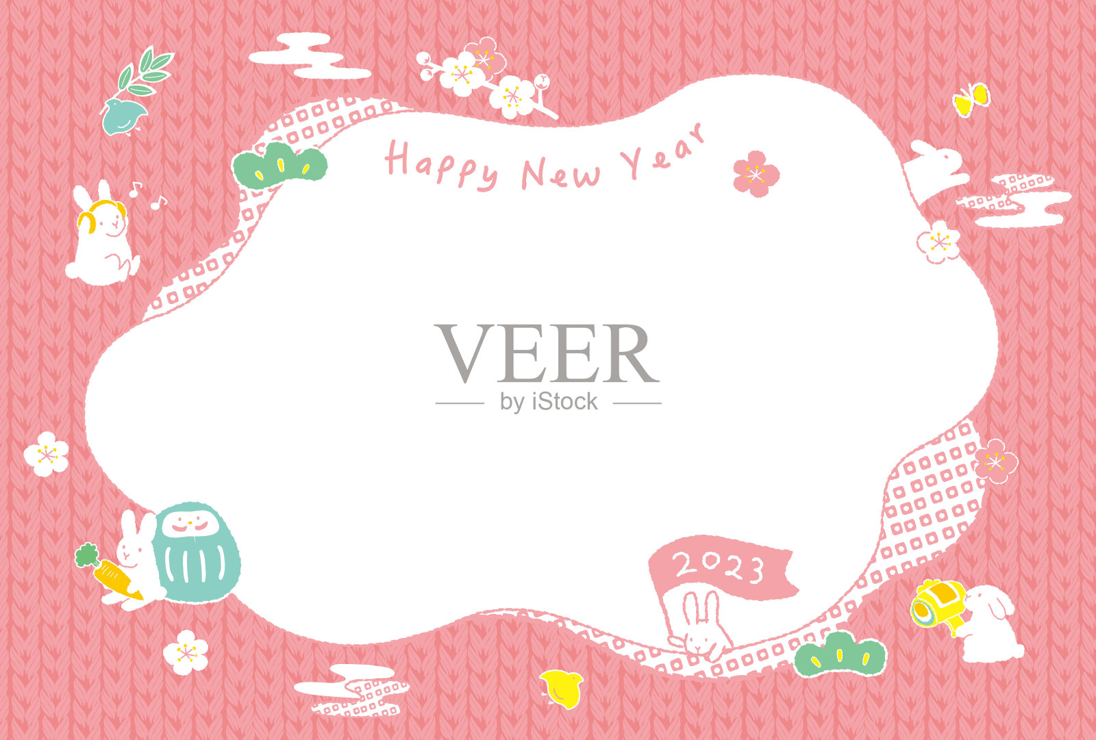 兔年的新年贺卡。设计模板素材