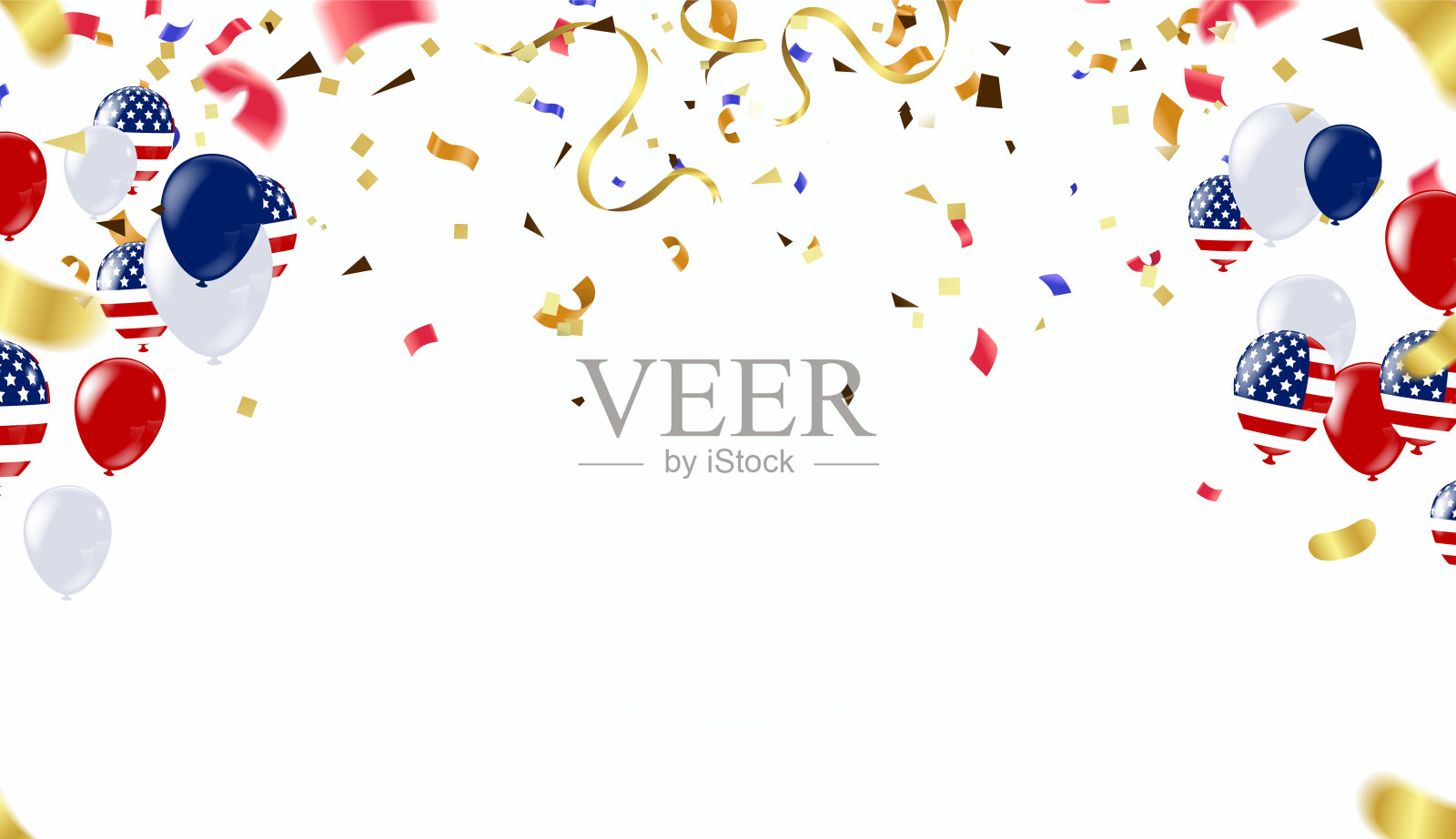 派对气球从下往上飘。节日气球和五彩纸屑在背景中飞舞插画图片素材