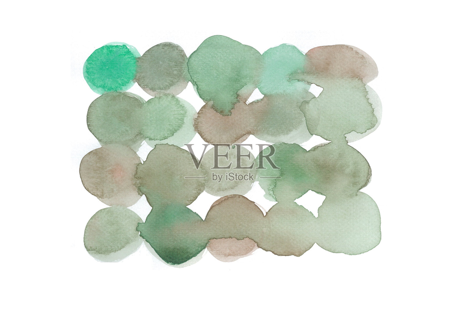丰富多彩的多圆。水彩手绘绘画，湿上湿技术。插图插画图片素材