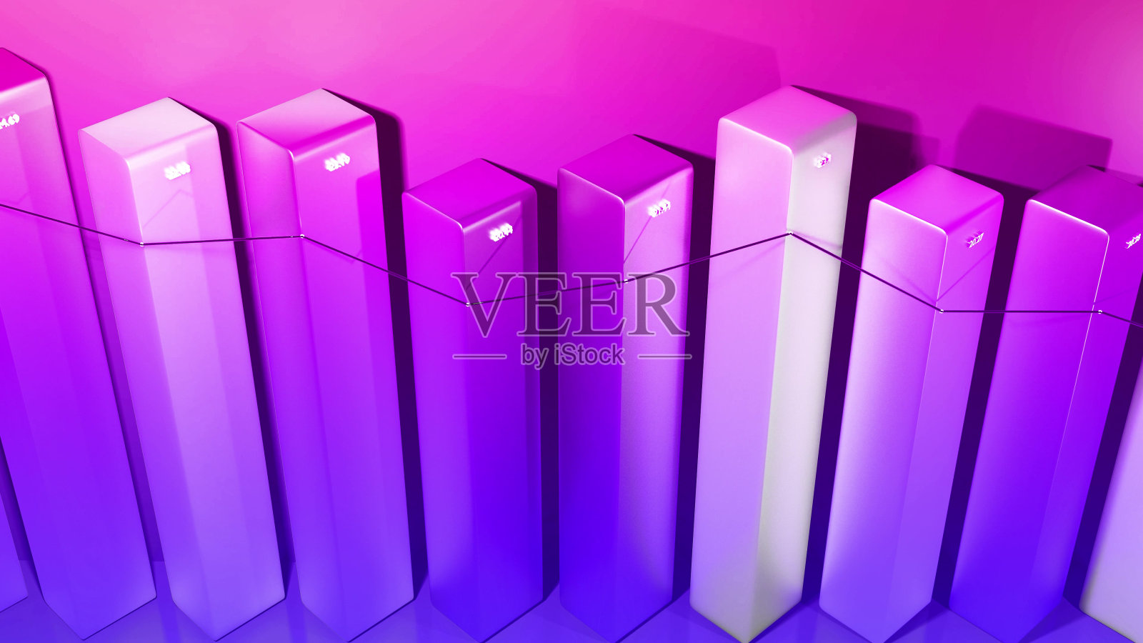 3 d渲染。美丽的蓝色红色背景分析程序与抽象信息图，统计数据。条形图、计数器和图表。3d栏作为金融背景照片摄影图片