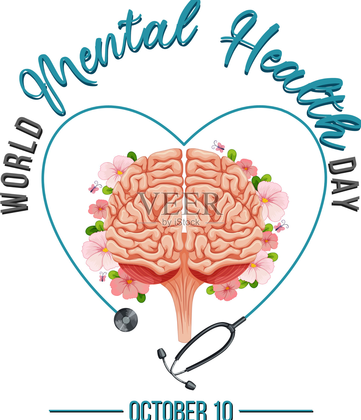 世界精神卫生日海报设计插画图片素材