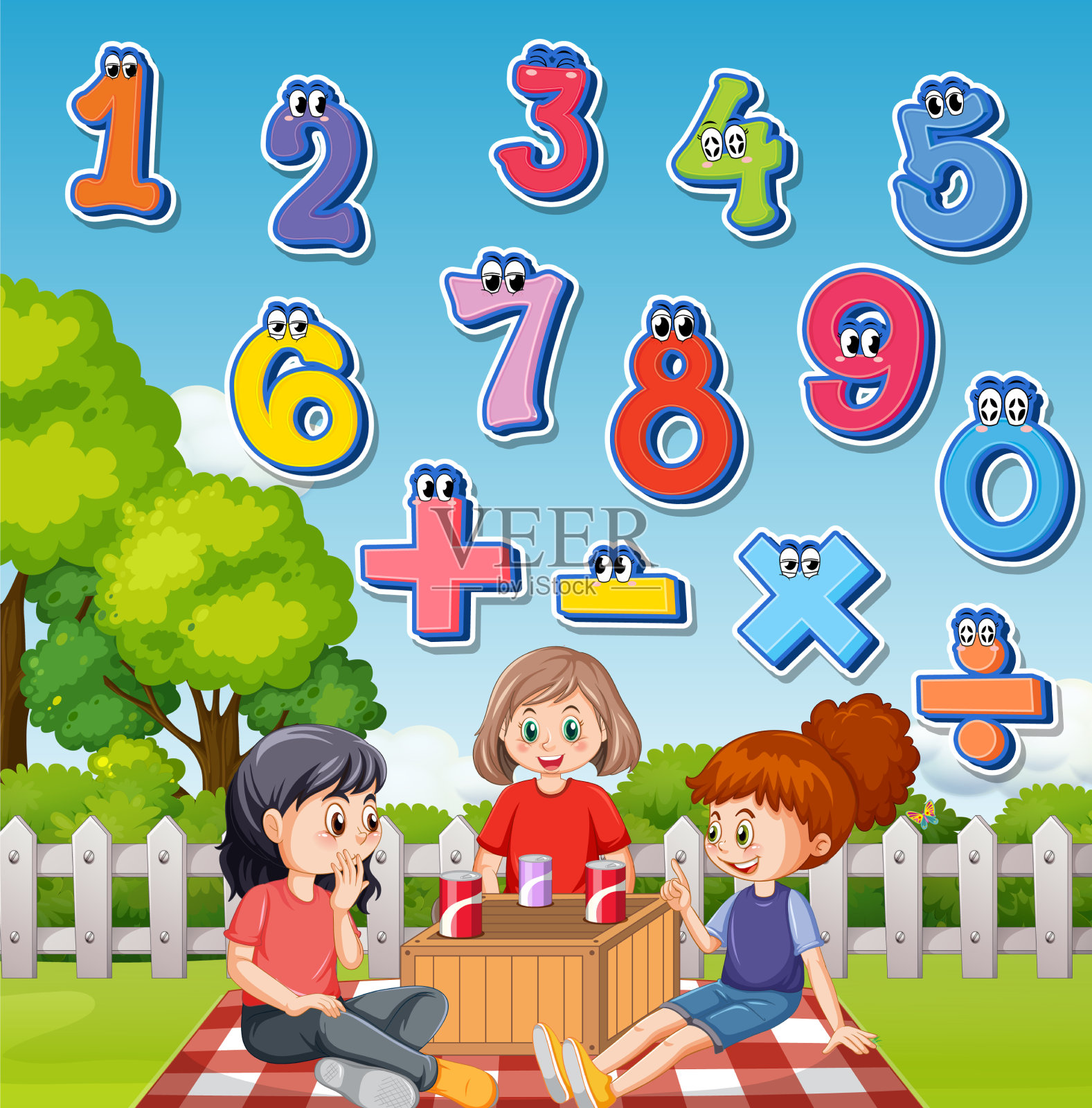 用数学符号数数0到9插画图片素材