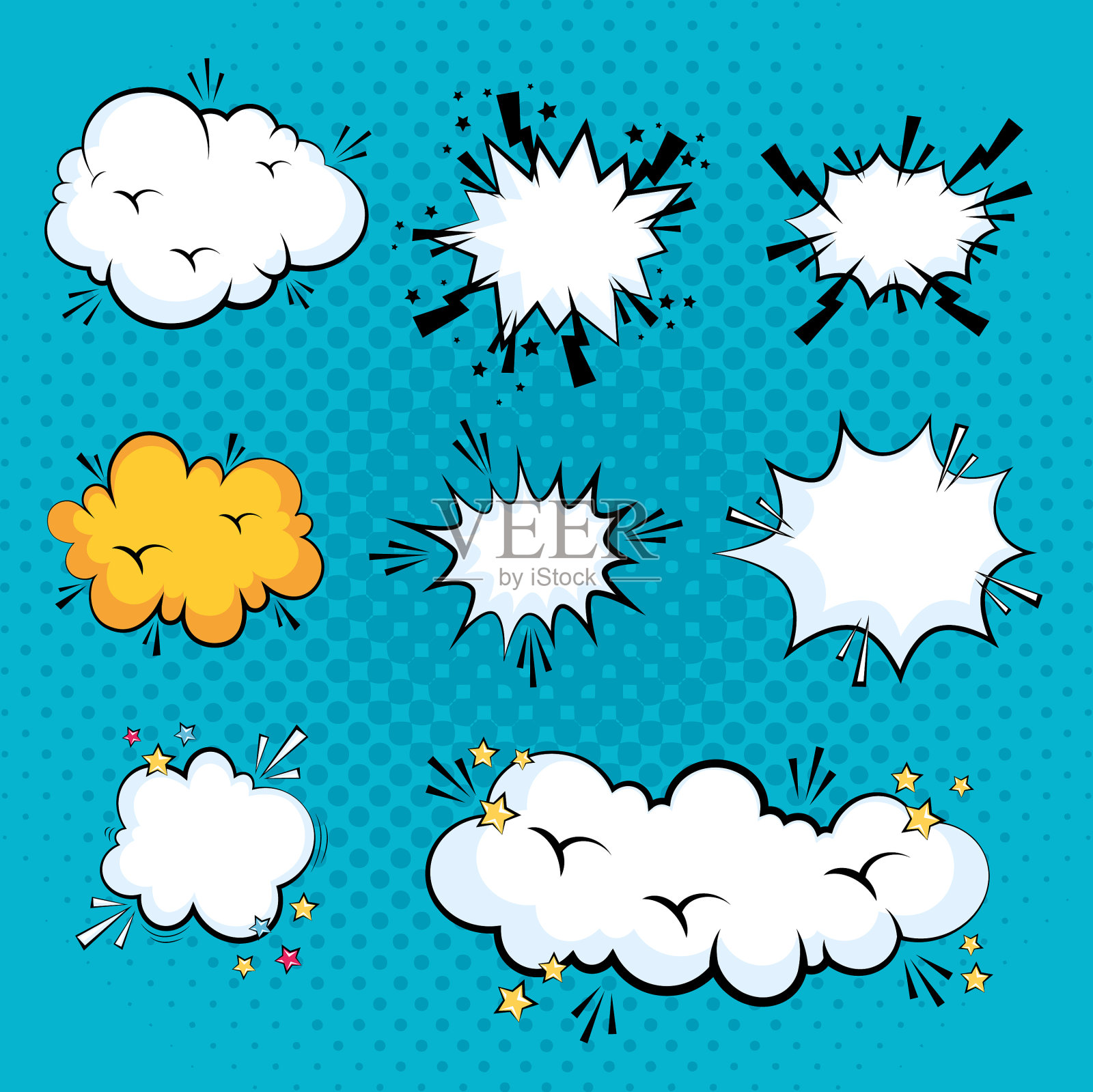 八个表情波普艺术图标插画图片素材