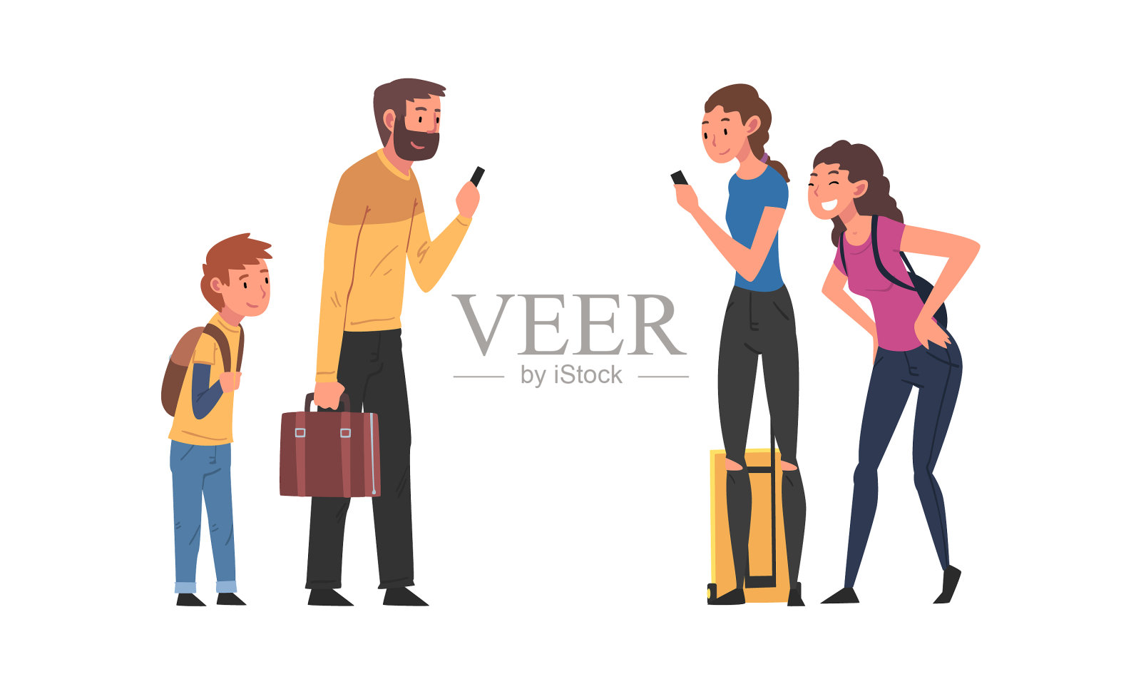 从智能手机卡通上订购出租车的人设计元素图片