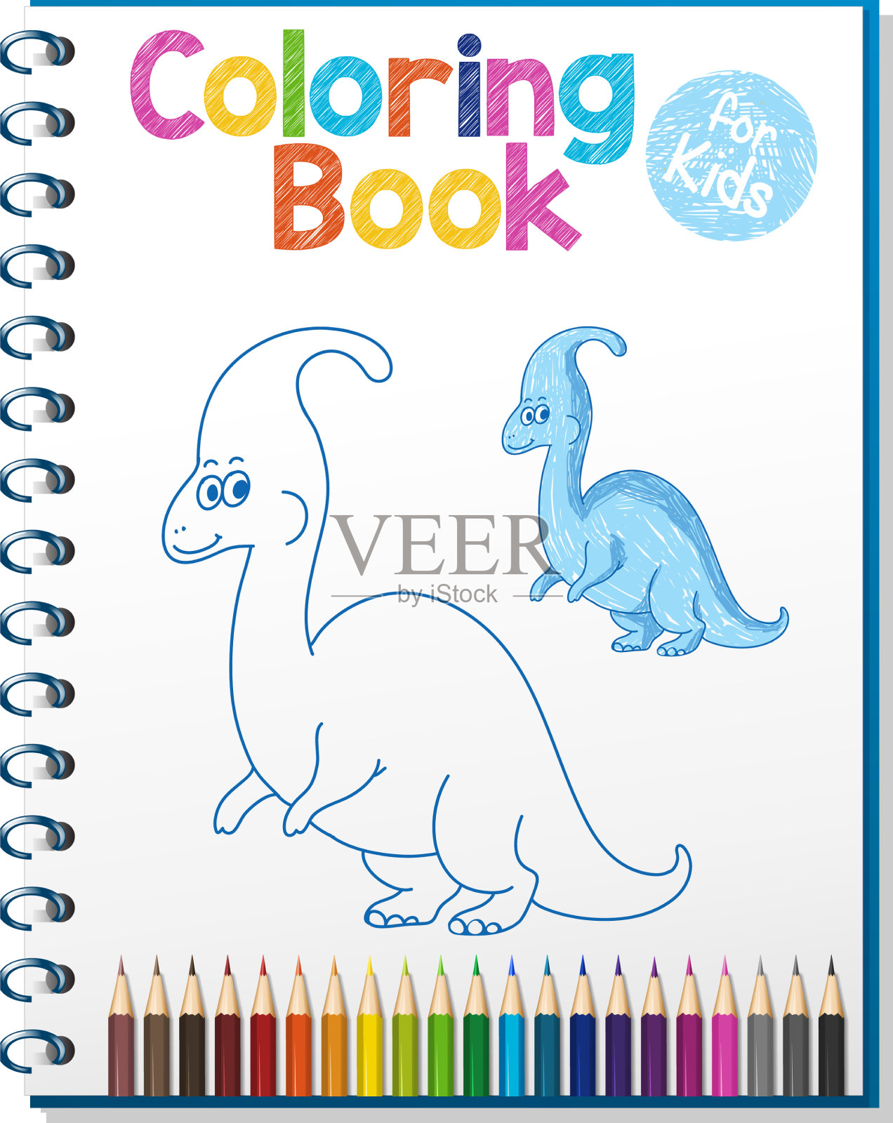 儿童涂色练习本插画图片素材