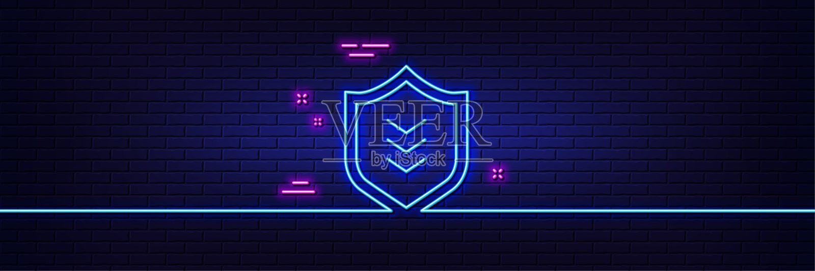 屏蔽线图标。保护信号。霓虹灯辉光效果。向量插画图片素材