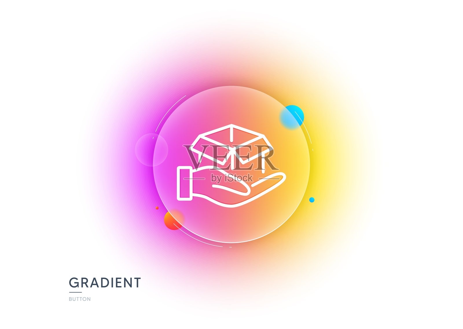 保持打开框线图标。快递包裹的迹象。货物包装。梯度模糊按钮。向量插画图片素材