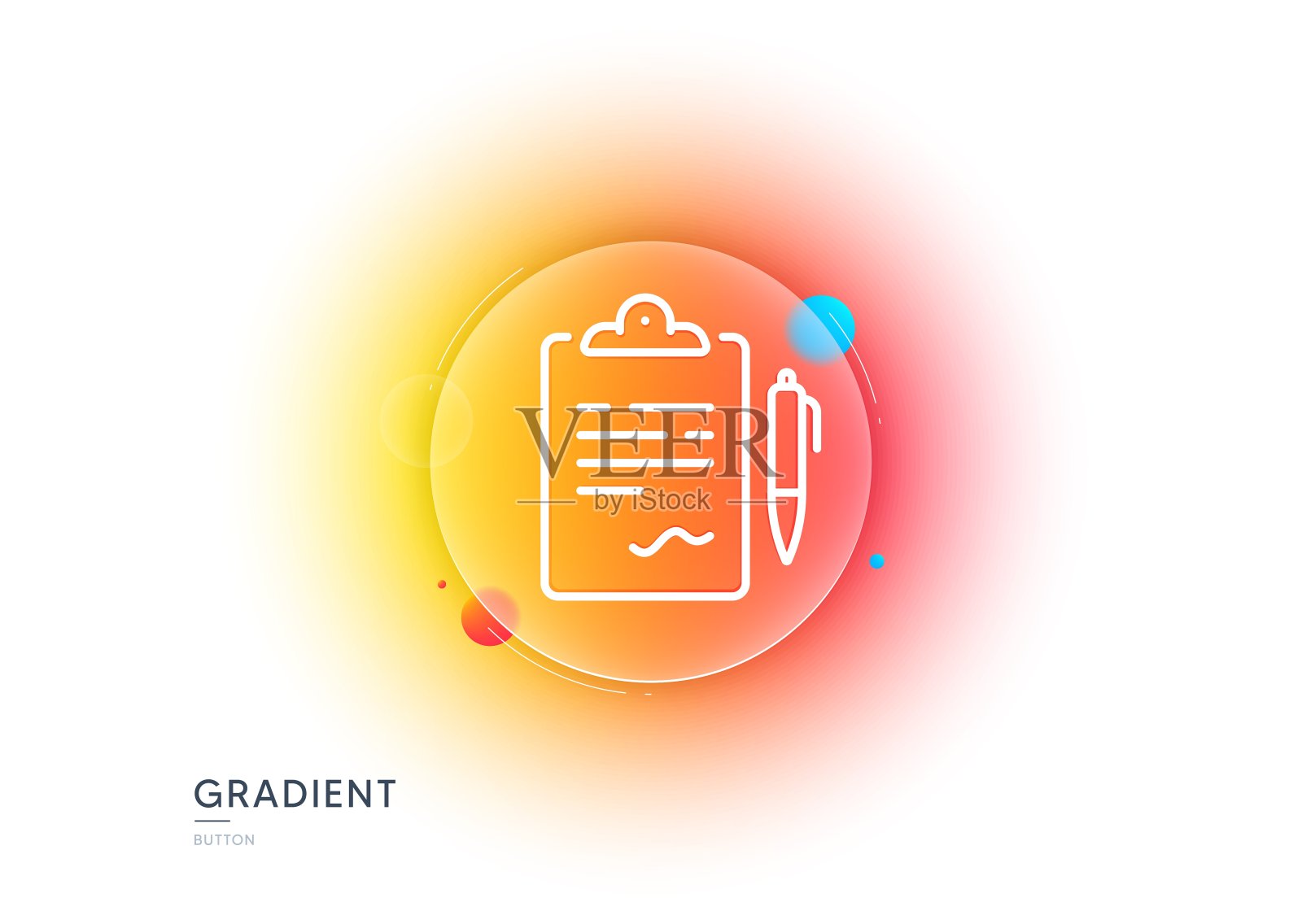 剪贴板文档行图标。协议签署的文件。梯度模糊按钮。向量插画图片素材