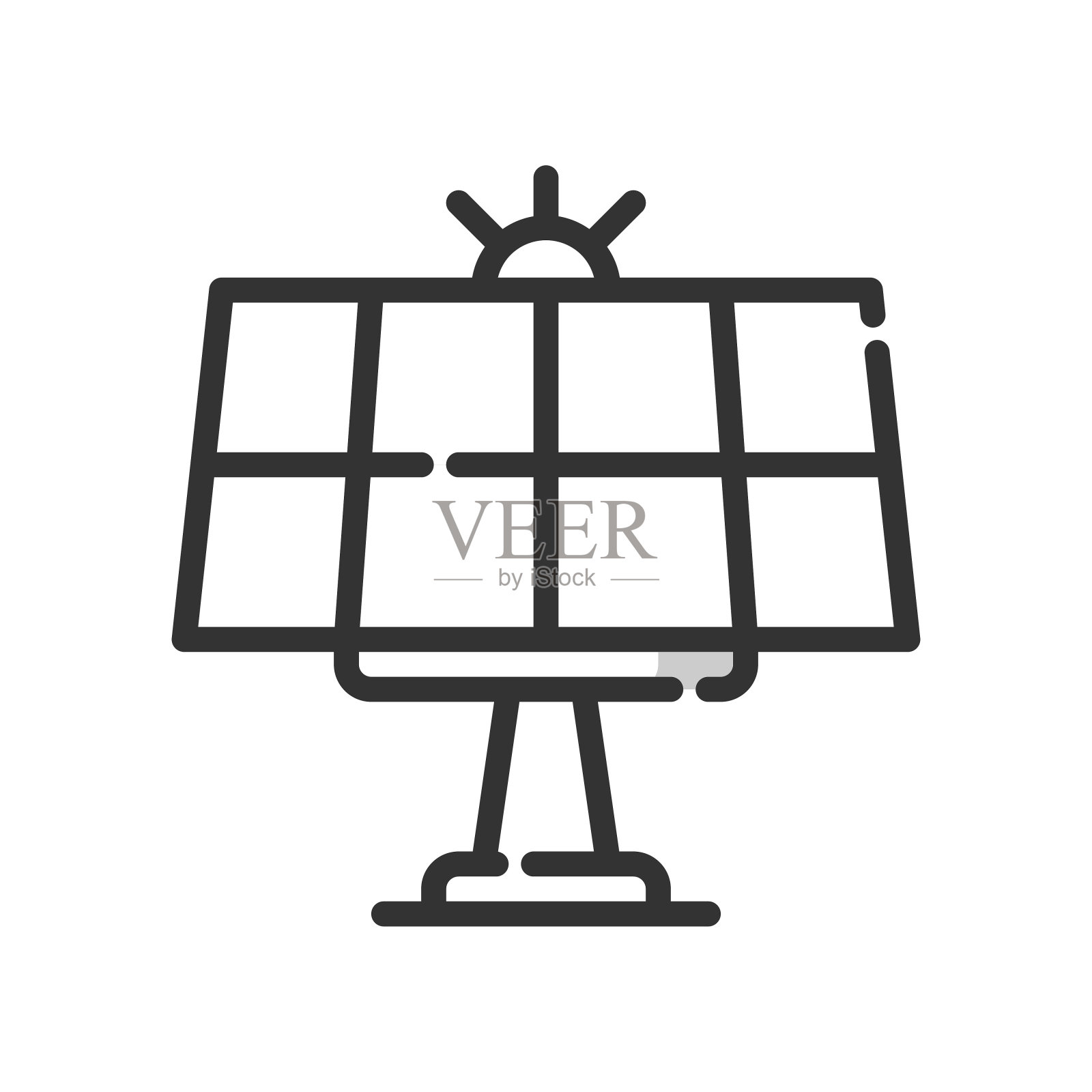 矢量太阳能电池轮廓图标，电力和可再生能源画板64x64像素，孤立的白色背景图标素材