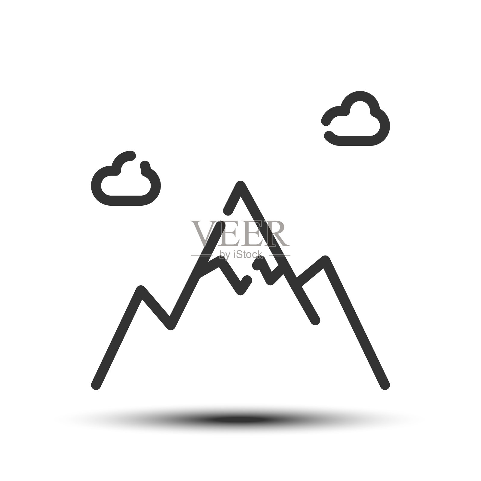 简单的山轮廓图标，白色背景上的山和自然相关的概念图标素材