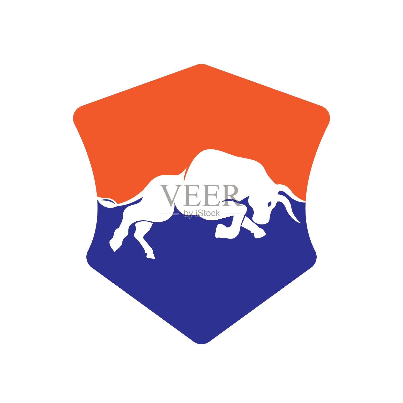 牛矢量标志设计。简单的动物矢量logo设计模板。插画图片素材