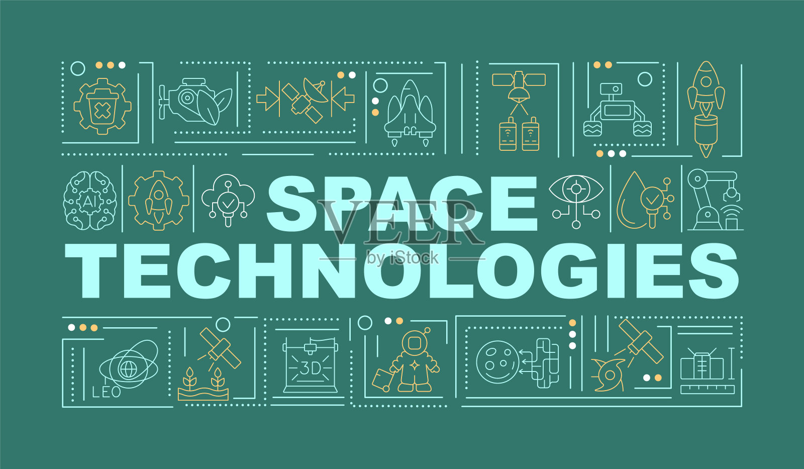空间技术字概念暗绿色旗帜插画图片素材