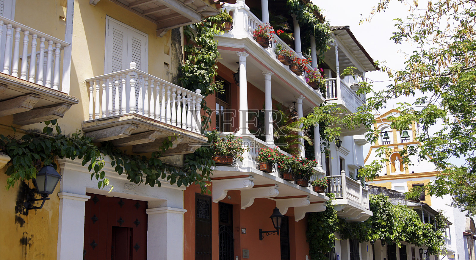 哥伦比亚卡塔赫纳德印第亚斯殖民地区照片摄影图片