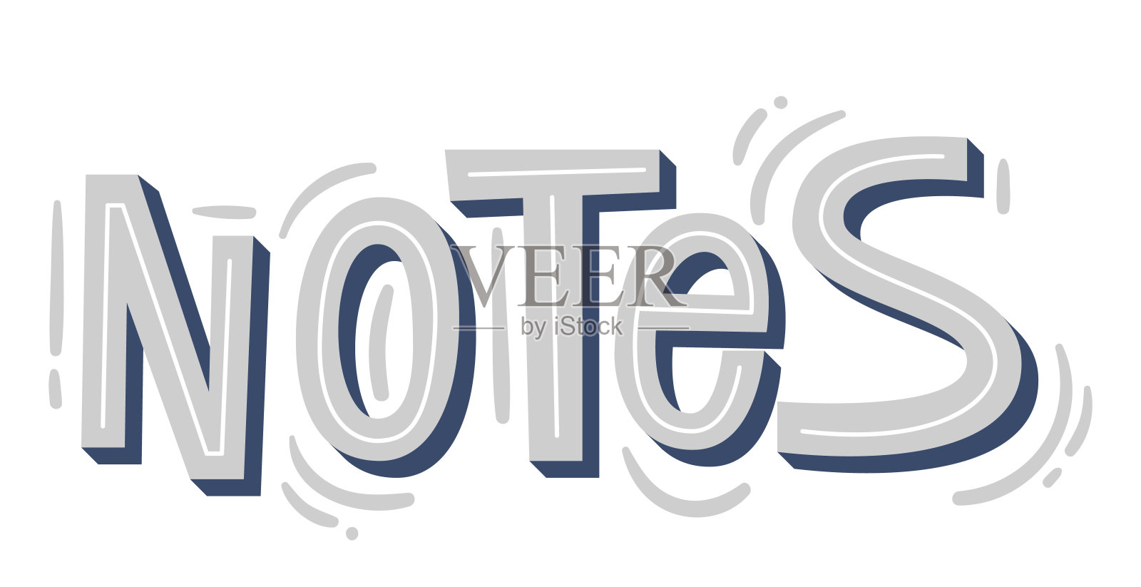 “笔记”刻字。现代手写文本。贴纸的计划。明亮的“笔记”文本。计划的概念。设计元素图片