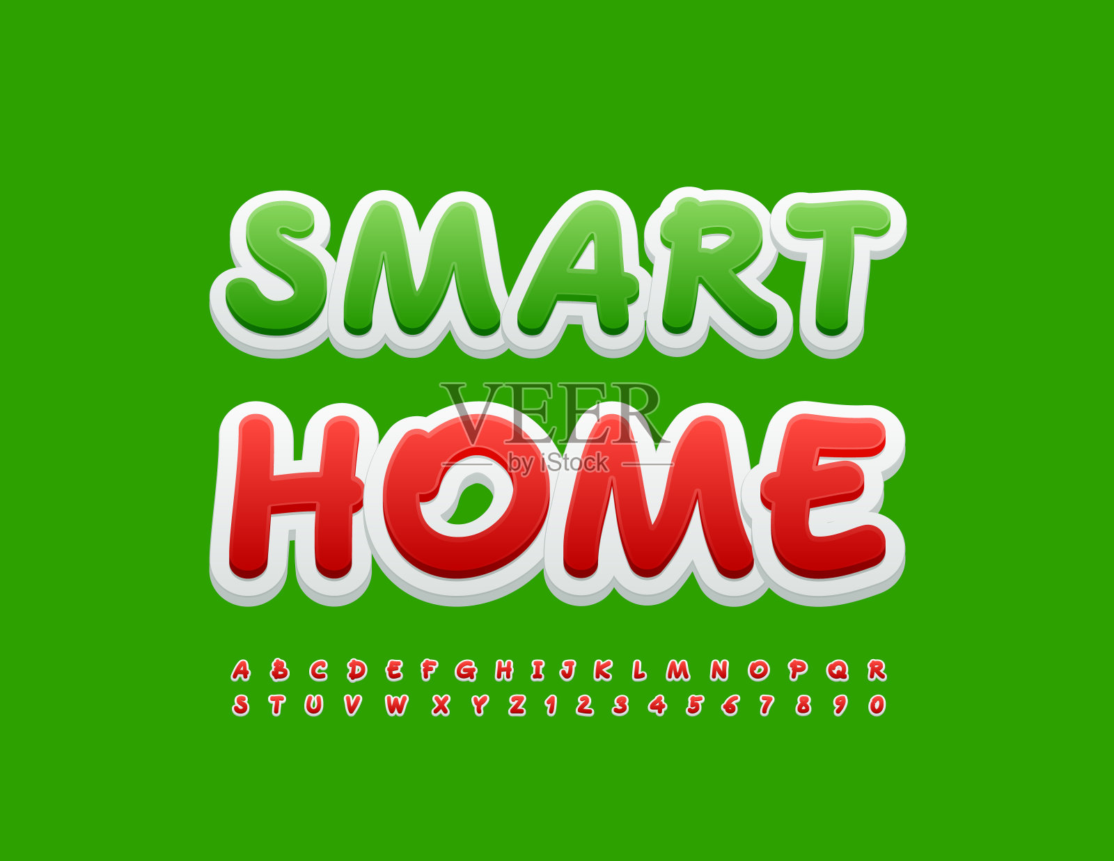 矢量现代概念智能家居。手写字母字母和数字集插画图片素材