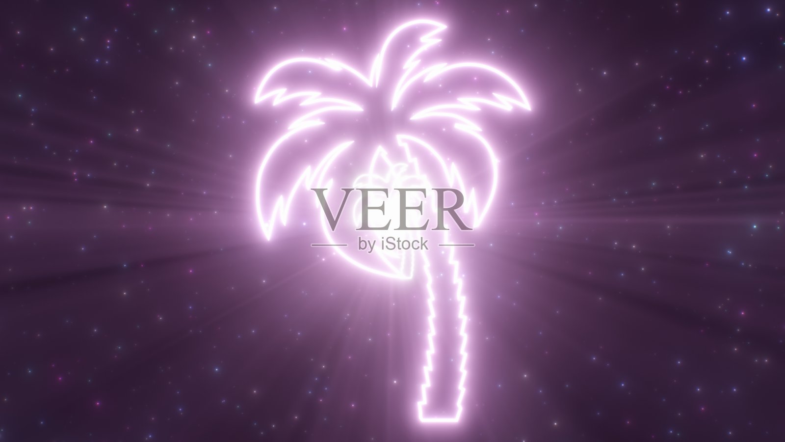 美学棕榈树汽波形状轮廓辉光霓虹灯隧道-抽象背景纹理照片摄影图片