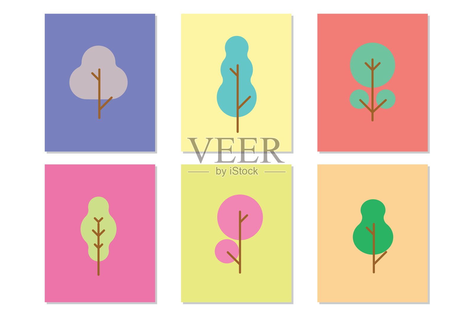 树图标集。矢量图插画图片素材