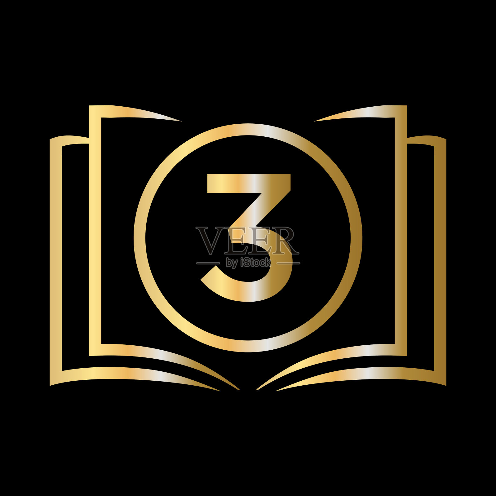 教育标志在信3模板。打开书标志上3个字母，最初的教育标志概念模板插画图片素材