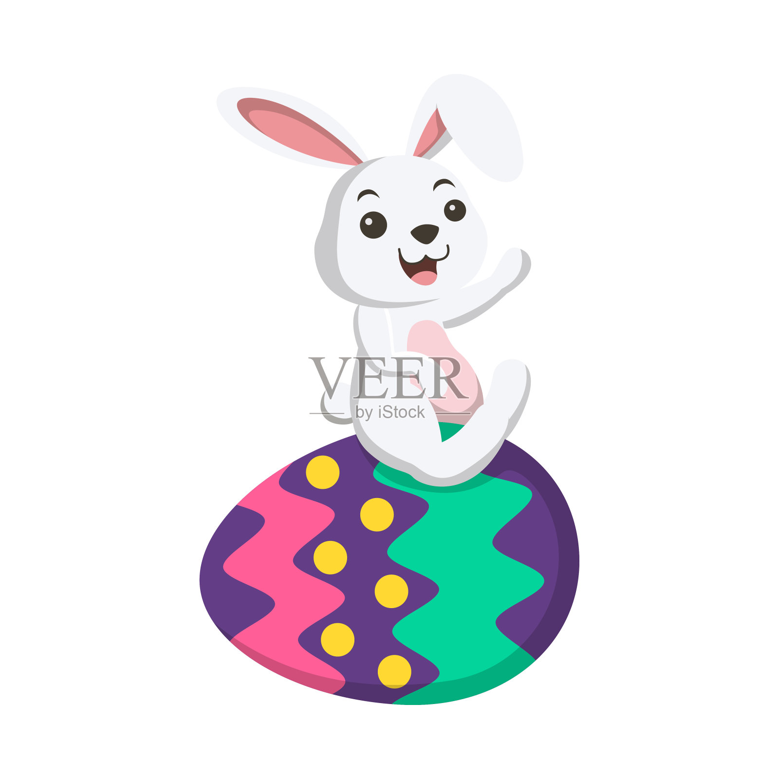 可爱的小白兔和复活节彩蛋插画图片素材