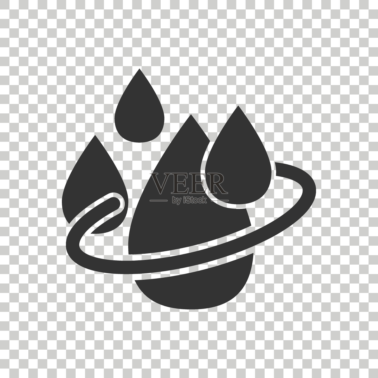 水滴图标在平面风格。滴向量插图在白色孤立的背景。回收标识经营理念。插画图片素材