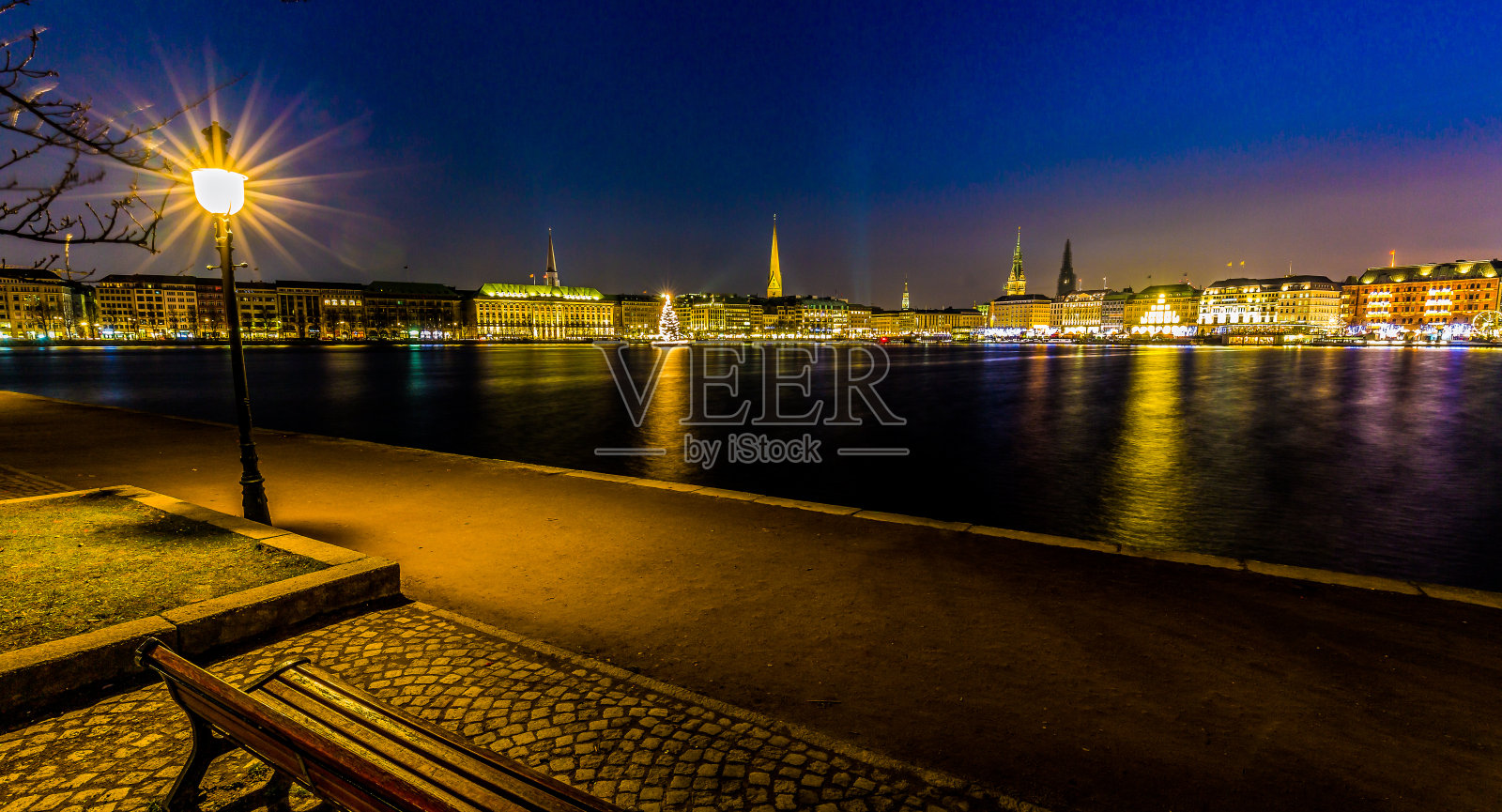 汉堡阿尔斯特湖全景照片摄影图片