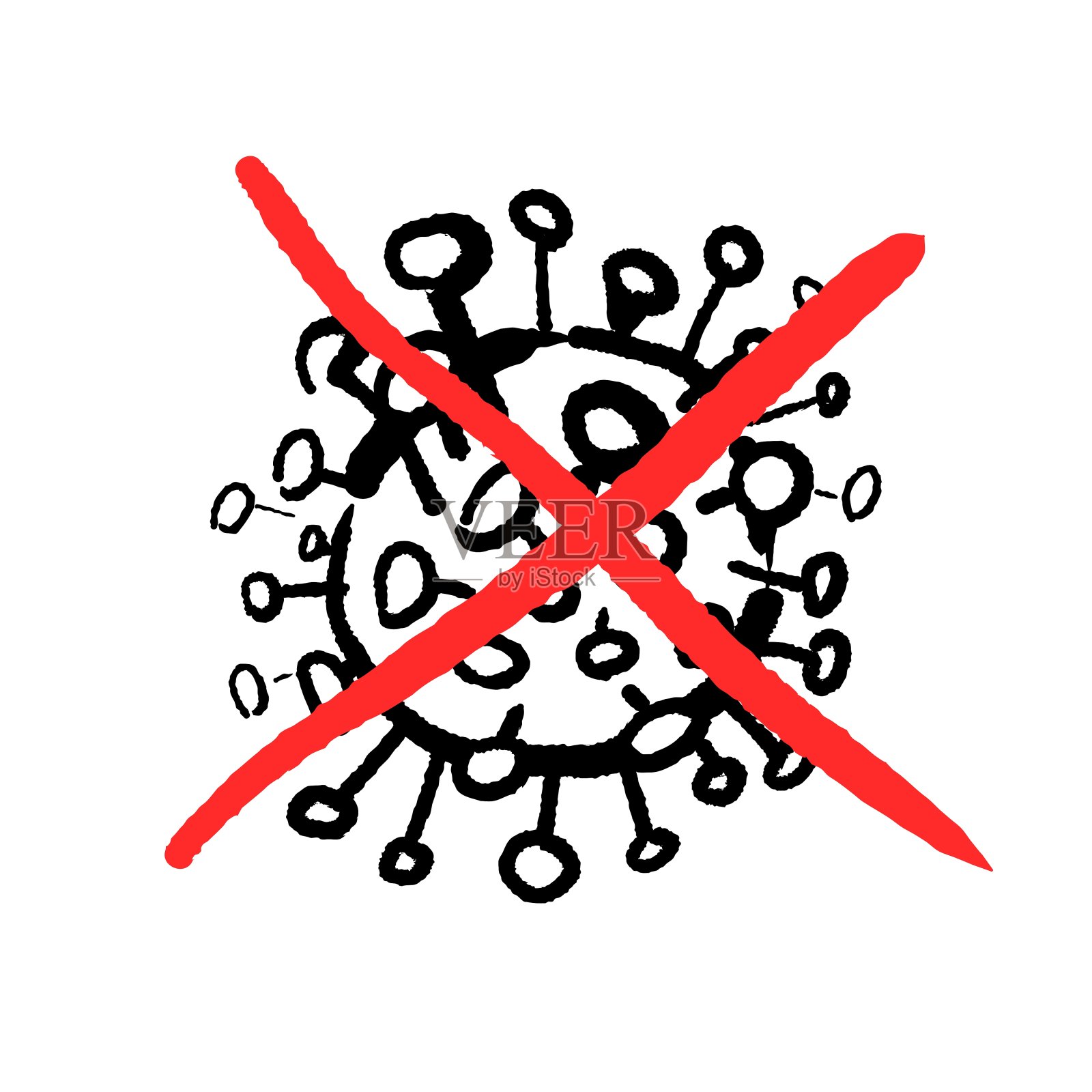 冠状病毒禁止涂鸦艺术载体插画图片素材