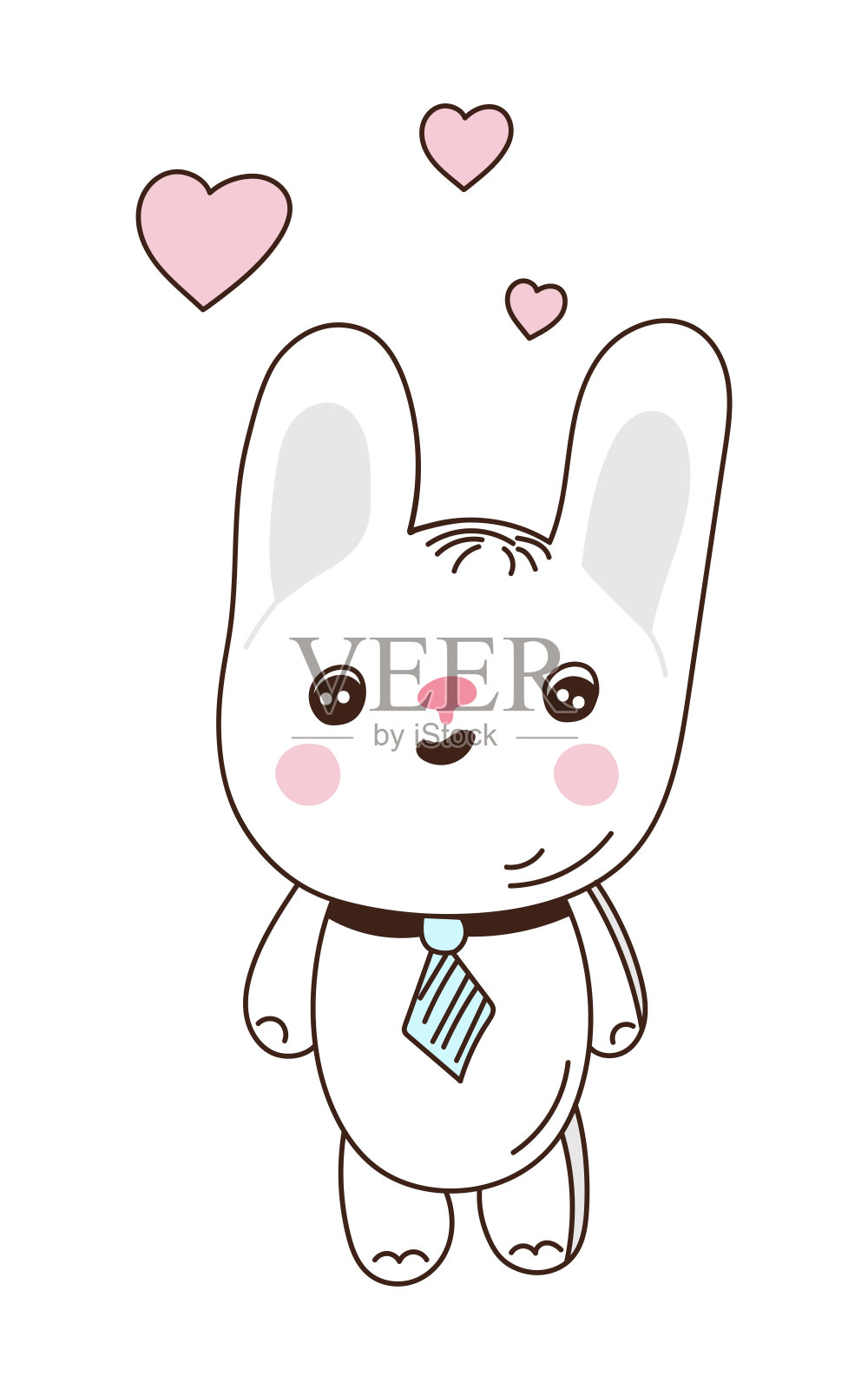 孤立向量插图的白兔子在爱。插画图片素材