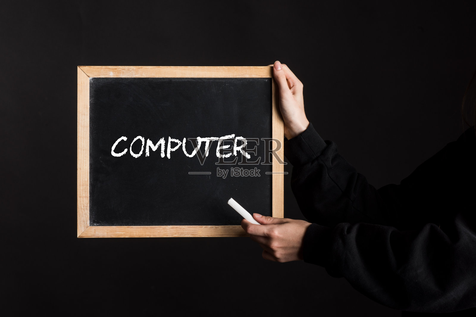 黑板上的电脑照片摄影图片