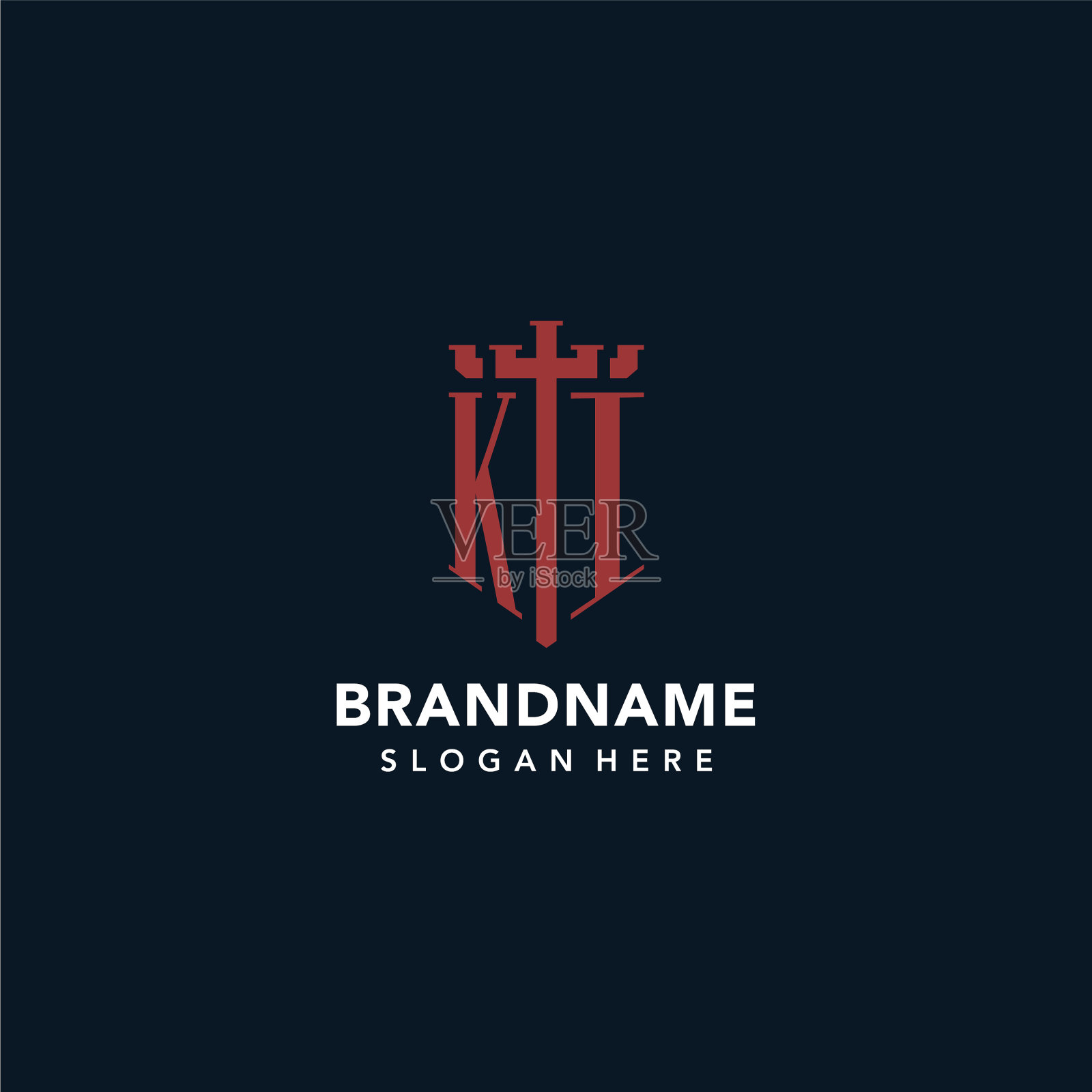 剑和盾的首字母组合标志插画图片素材